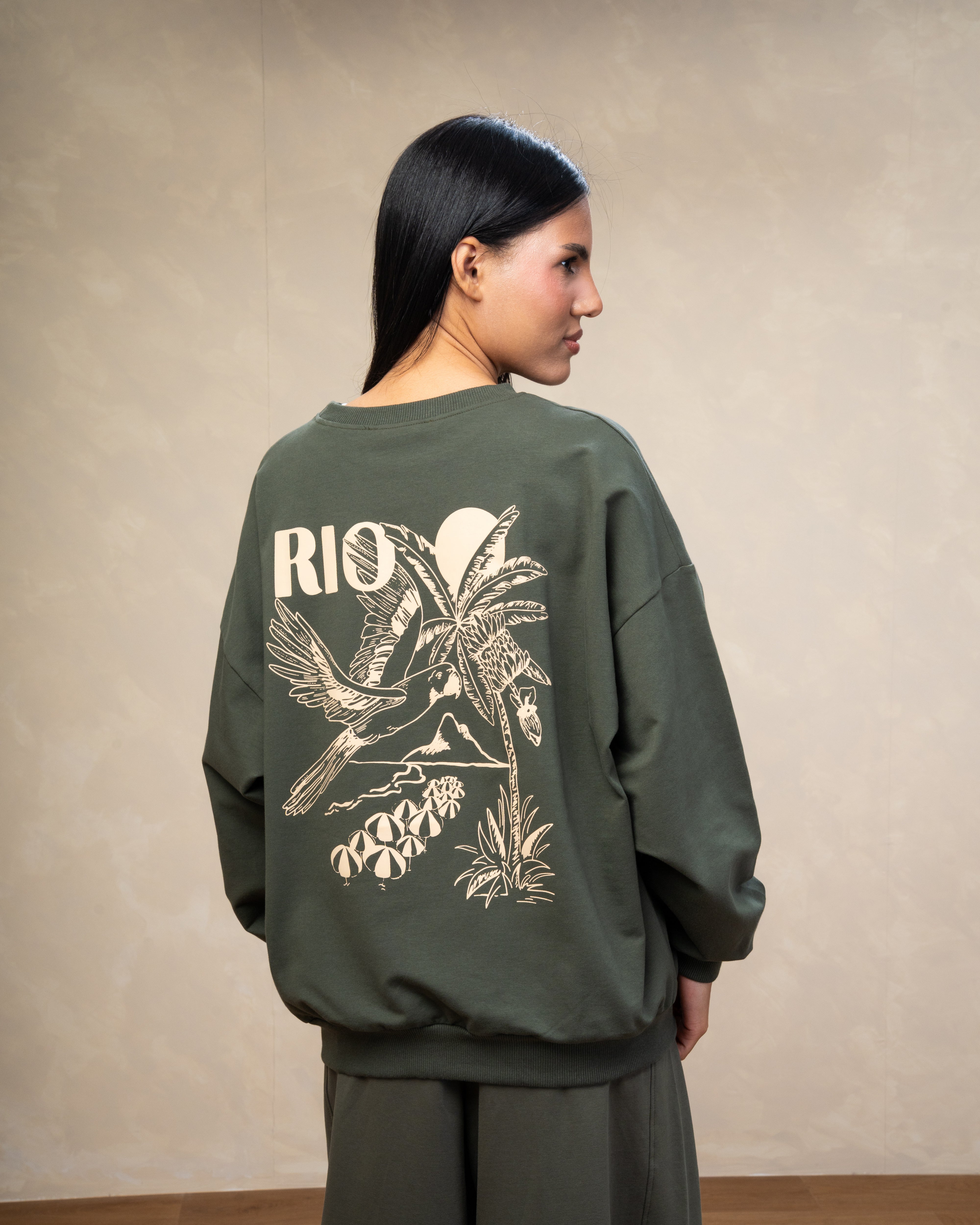 Floral Leaf Back Print Sweatshirt
