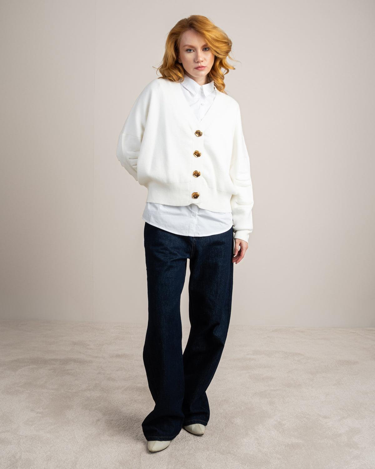 Cropped Cardigan - With Gold Buttons
