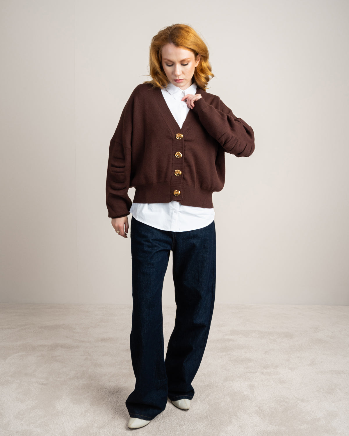 Cropped Cardigan - With Gold Buttons