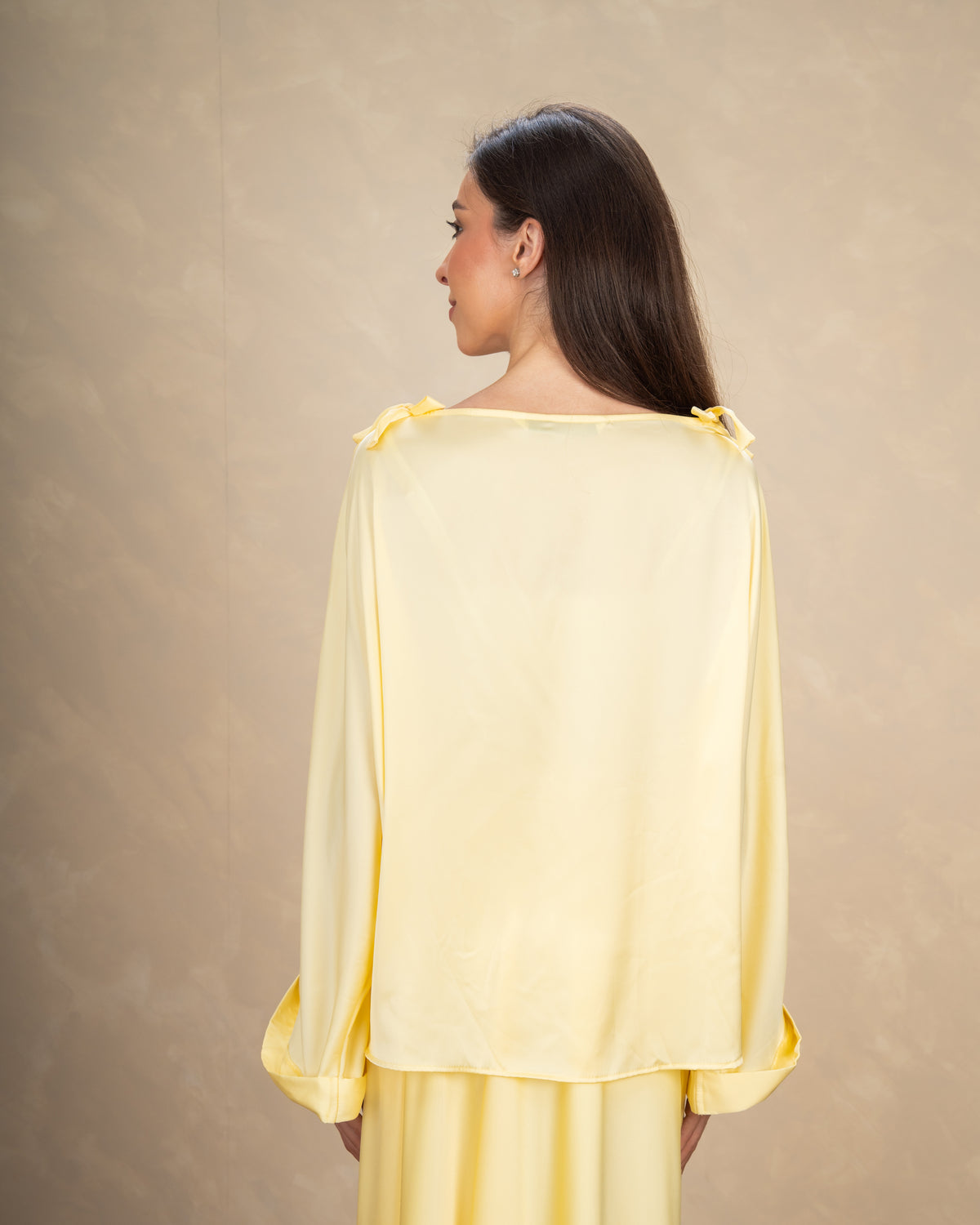Satin Blouse With Bow Shoulders