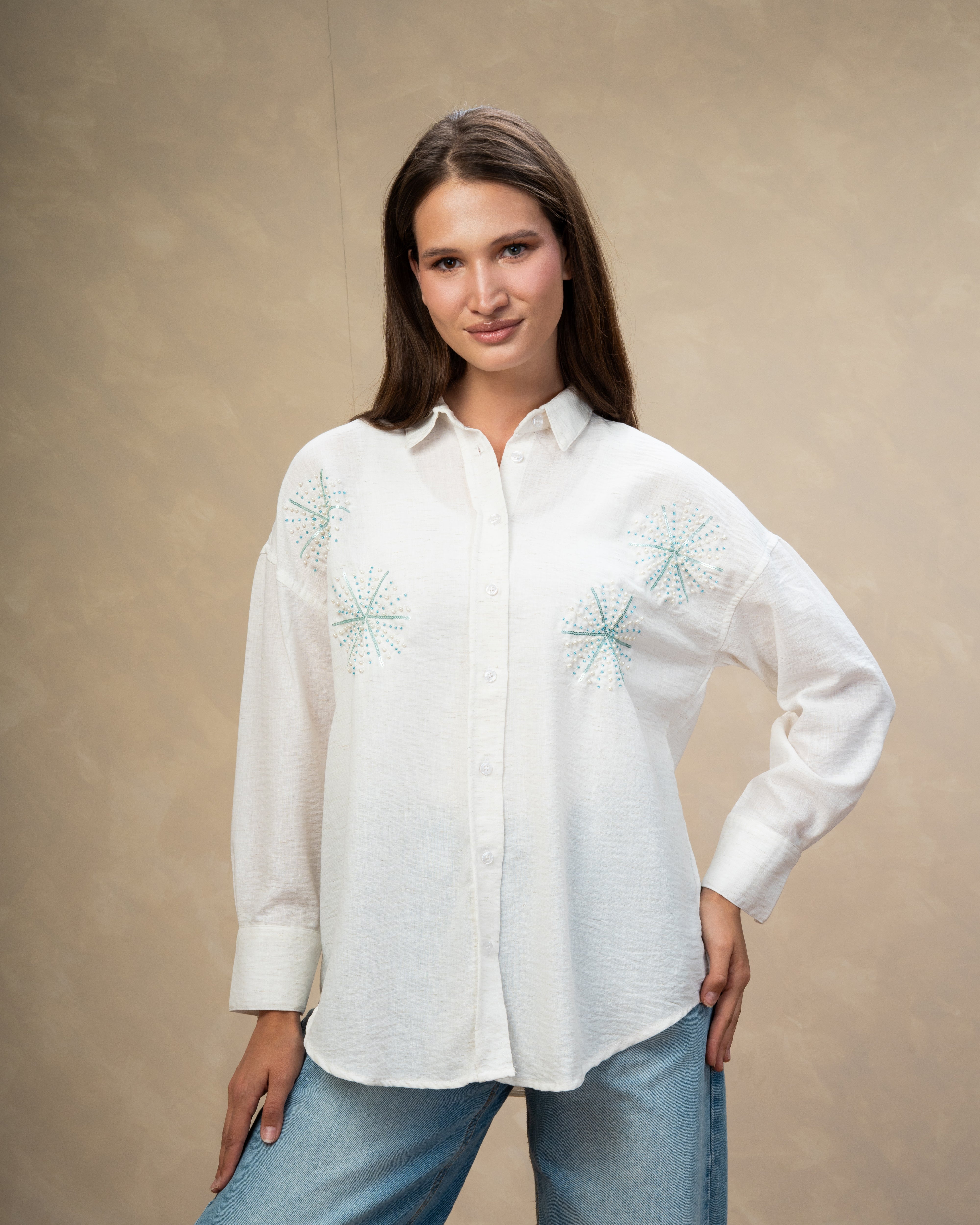 Star Dotted Embroidered Shirt