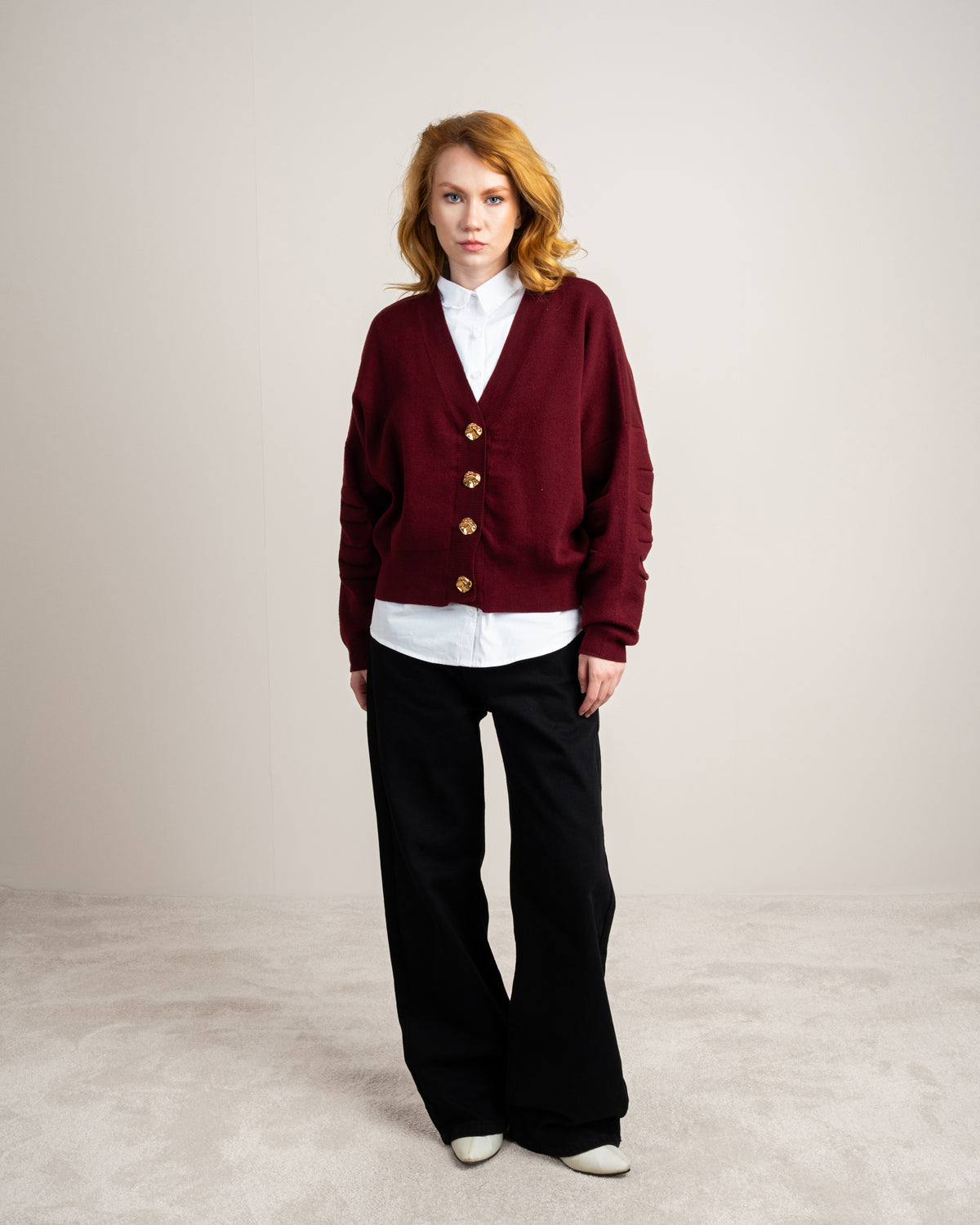 Cropped Cardigan - With Gold Buttons