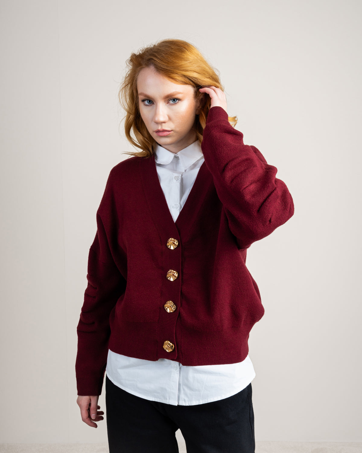 Cropped Cardigan - With Gold Buttons