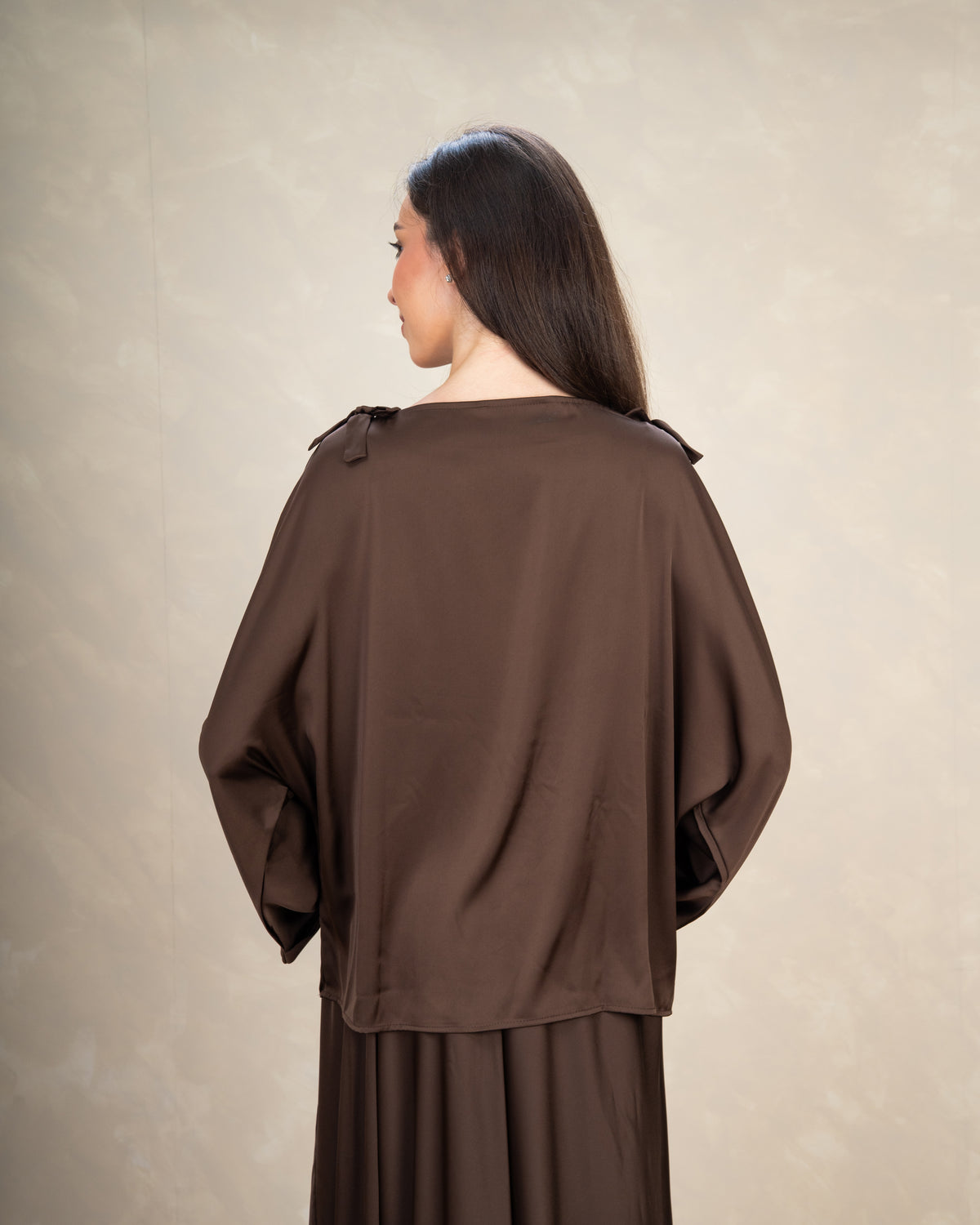 Satin Blouse With Bow Shoulders
