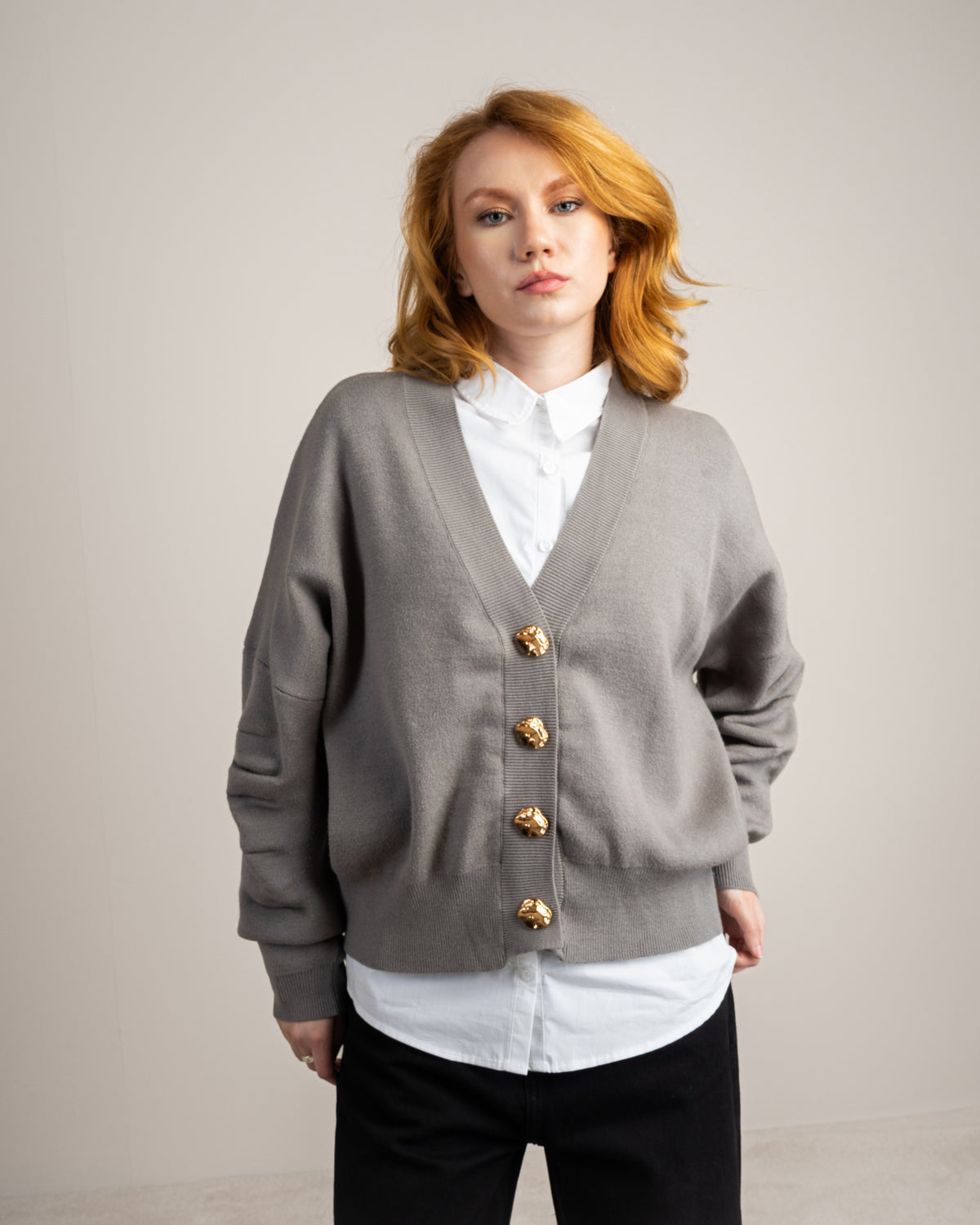 Cropped Cardigan - With Gold Buttons