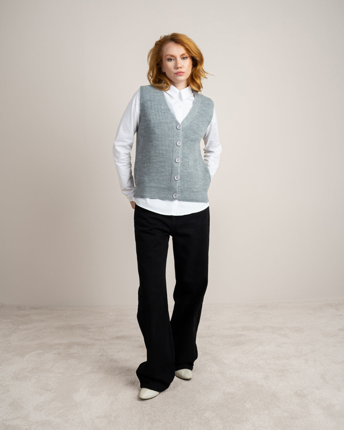 Plain Ribbed Knitwear Vest