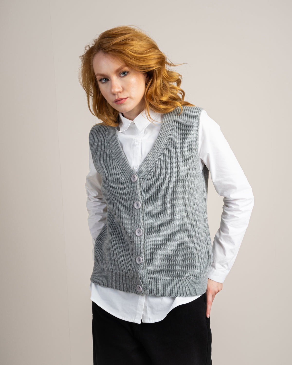 Plain Ribbed Knitwear Vest
