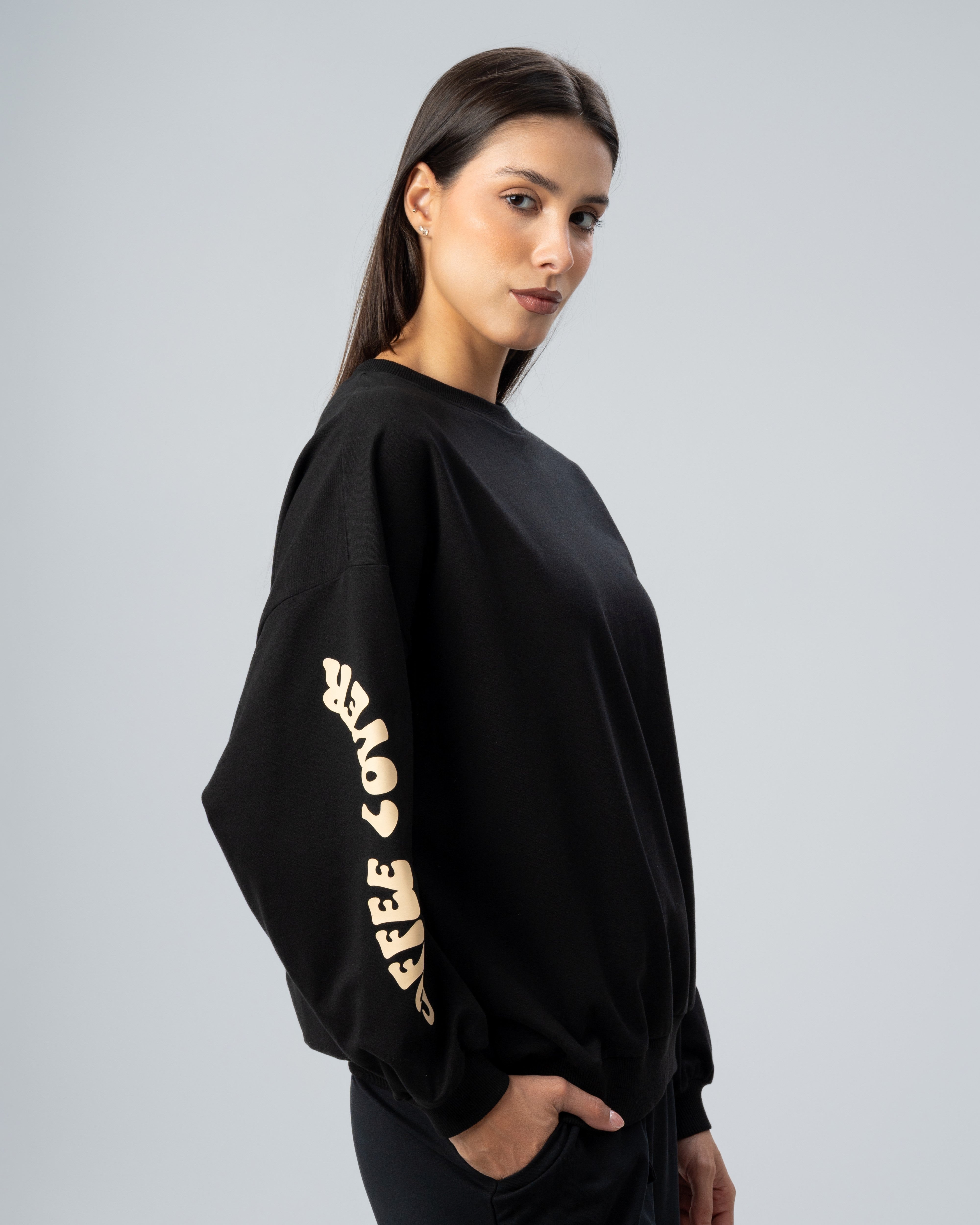 Sleeve And Back Print Sweatshirt