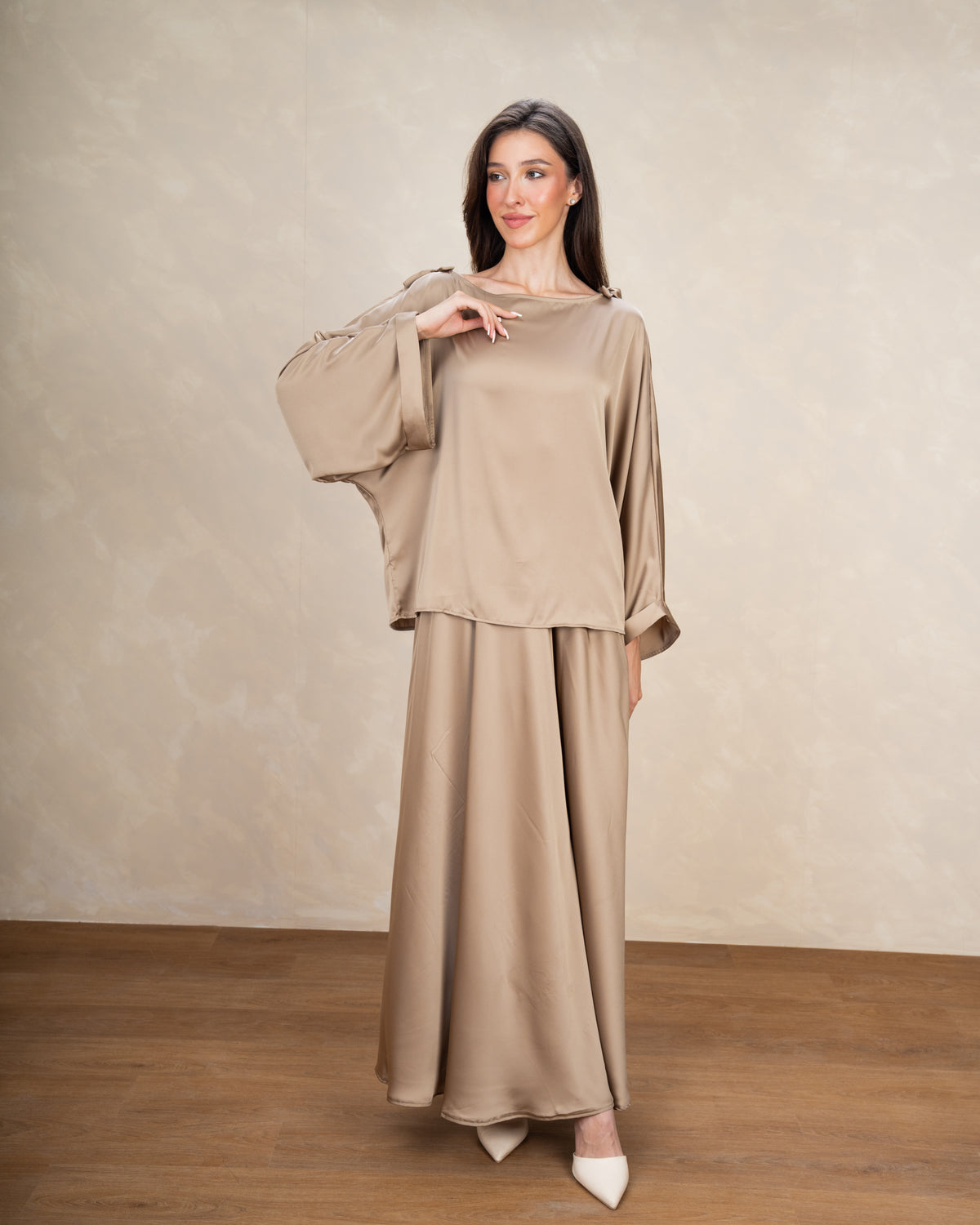 Satin Blouse With Bow Shoulders