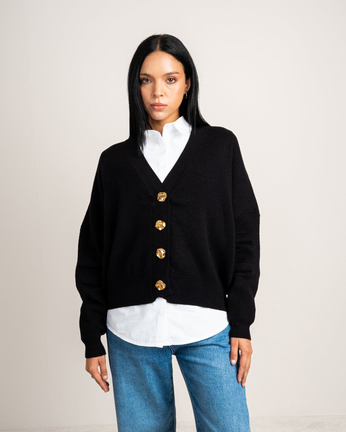 Cropped Cardigan - With Gold Buttons