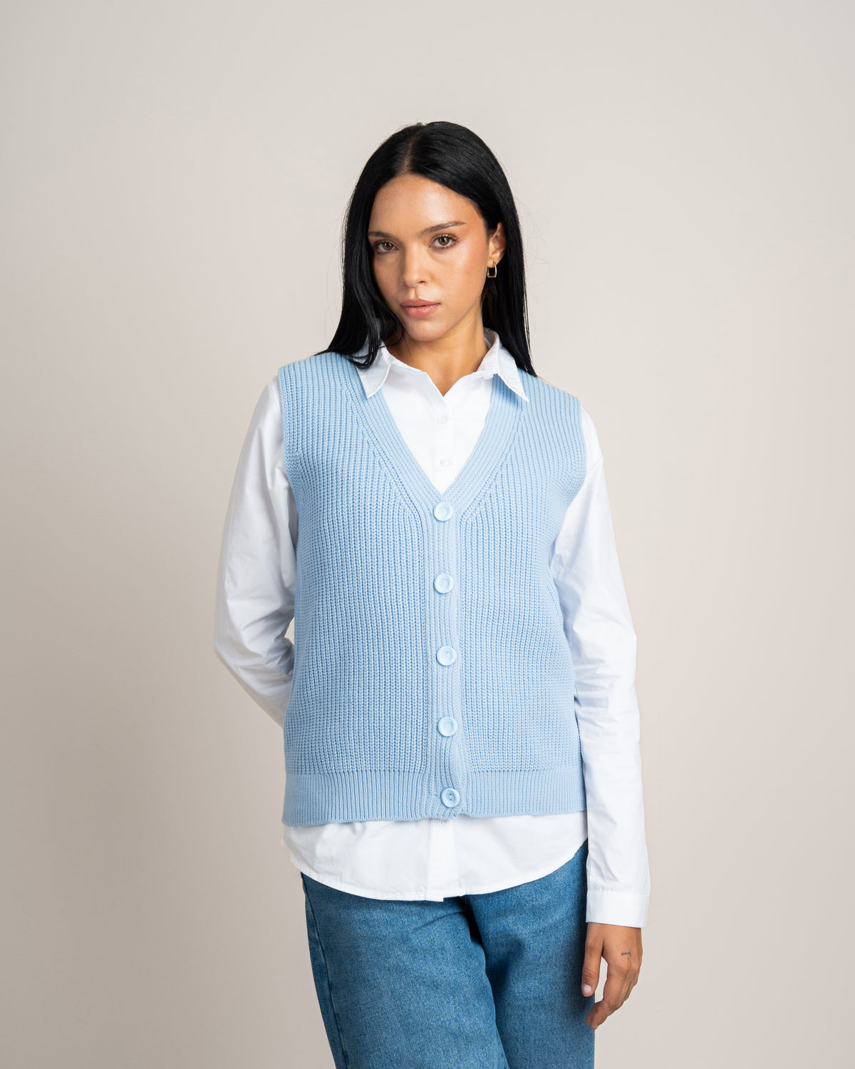 Plain Ribbed Knitwear Vest