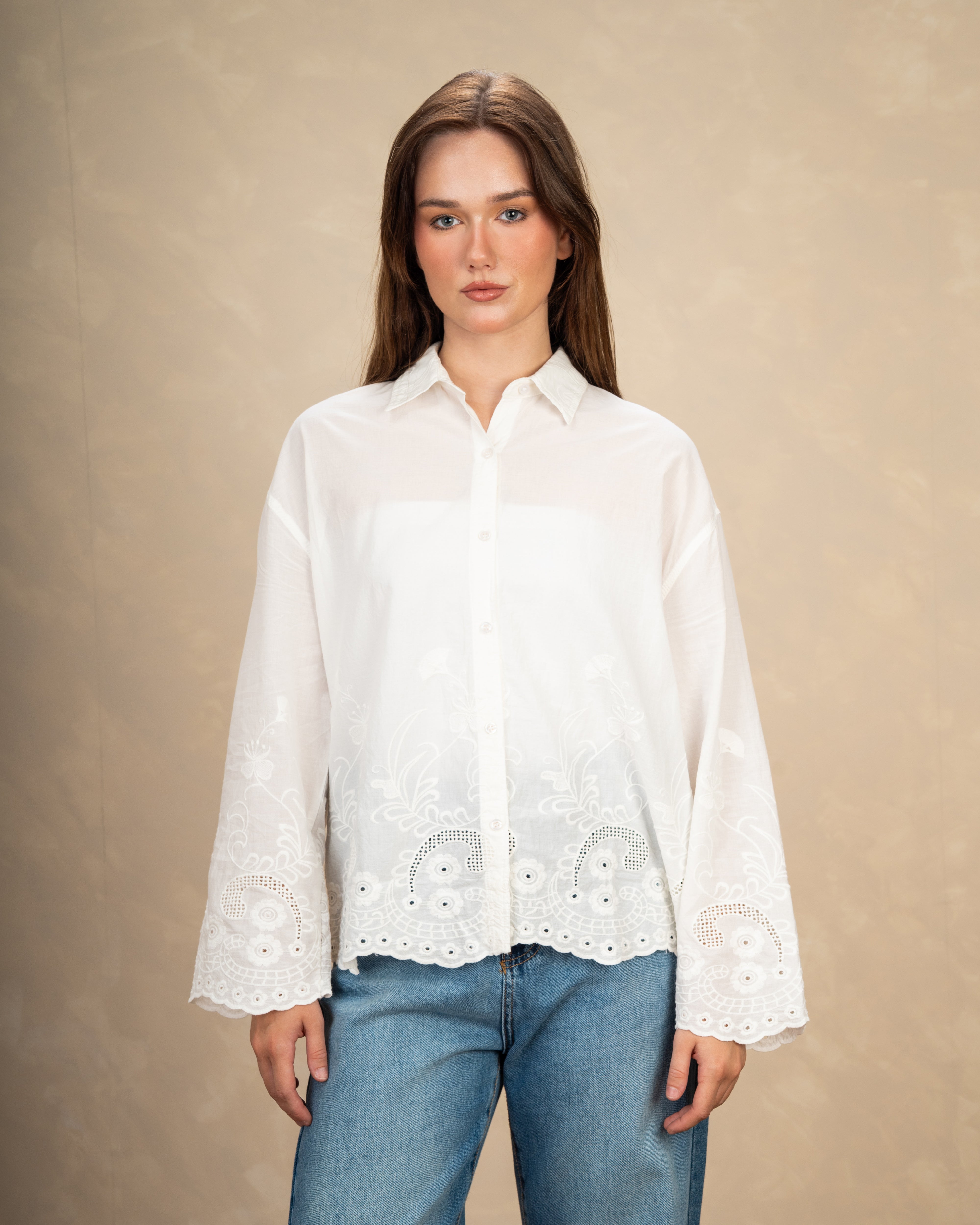 Floral Embroidered Lace Shirt