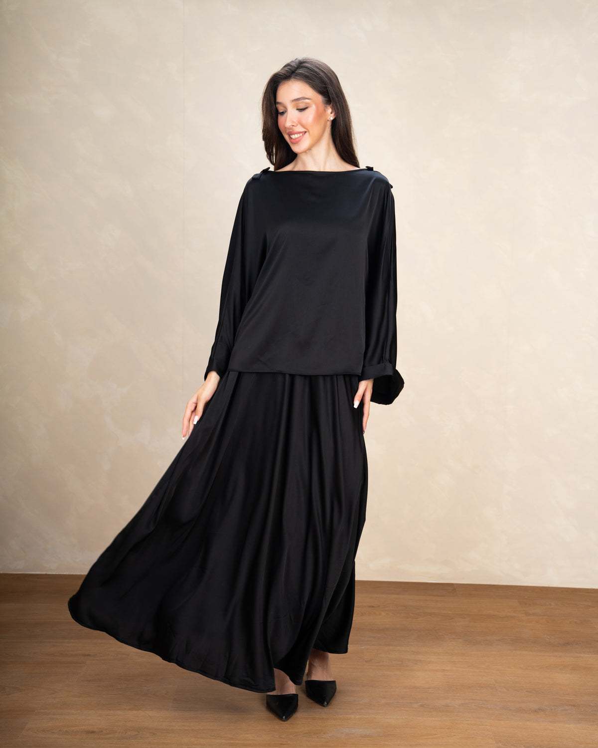 Satin Blouse With Bow Shoulders