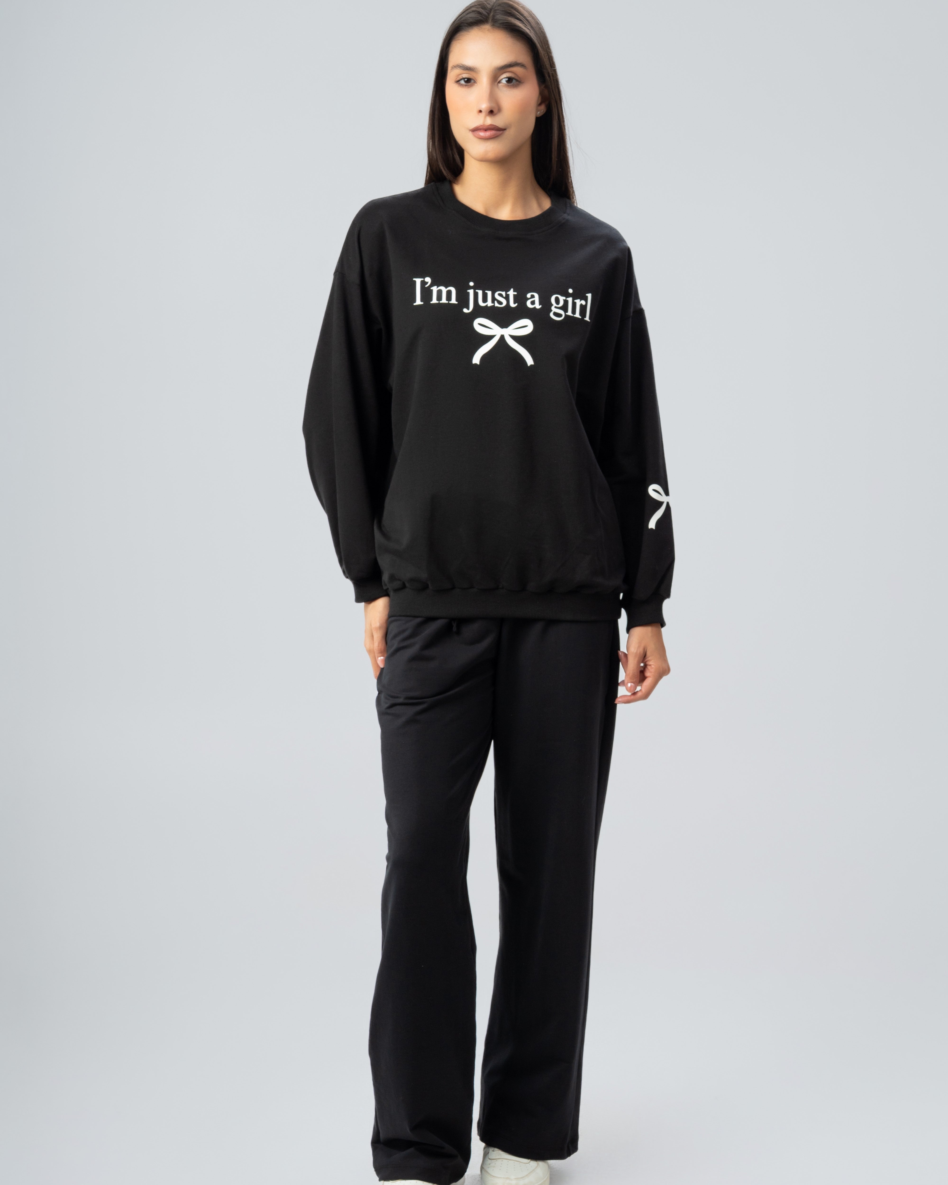 Bow And Text Print Sweatshirt