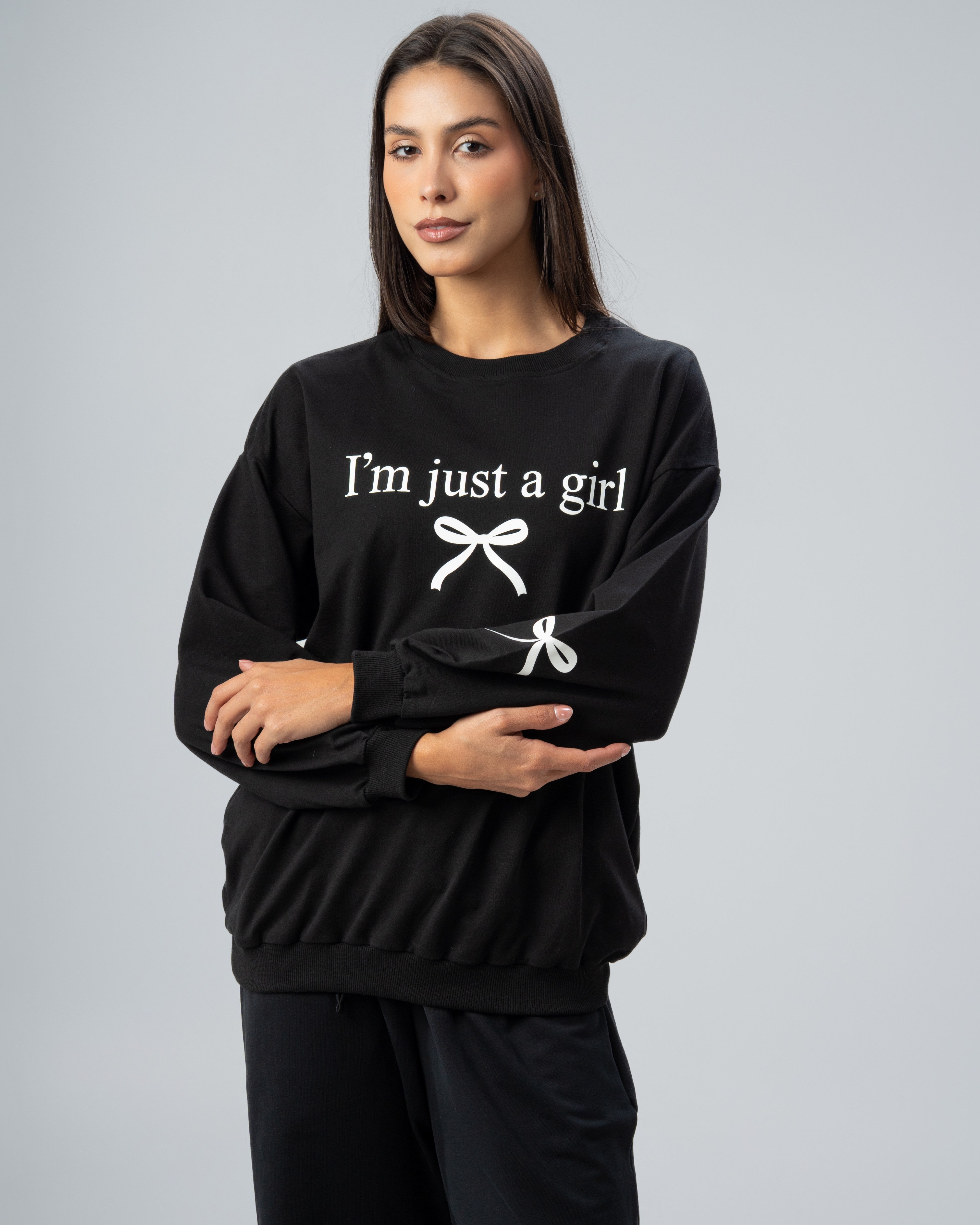 Bow And Text Print Sweatshirt