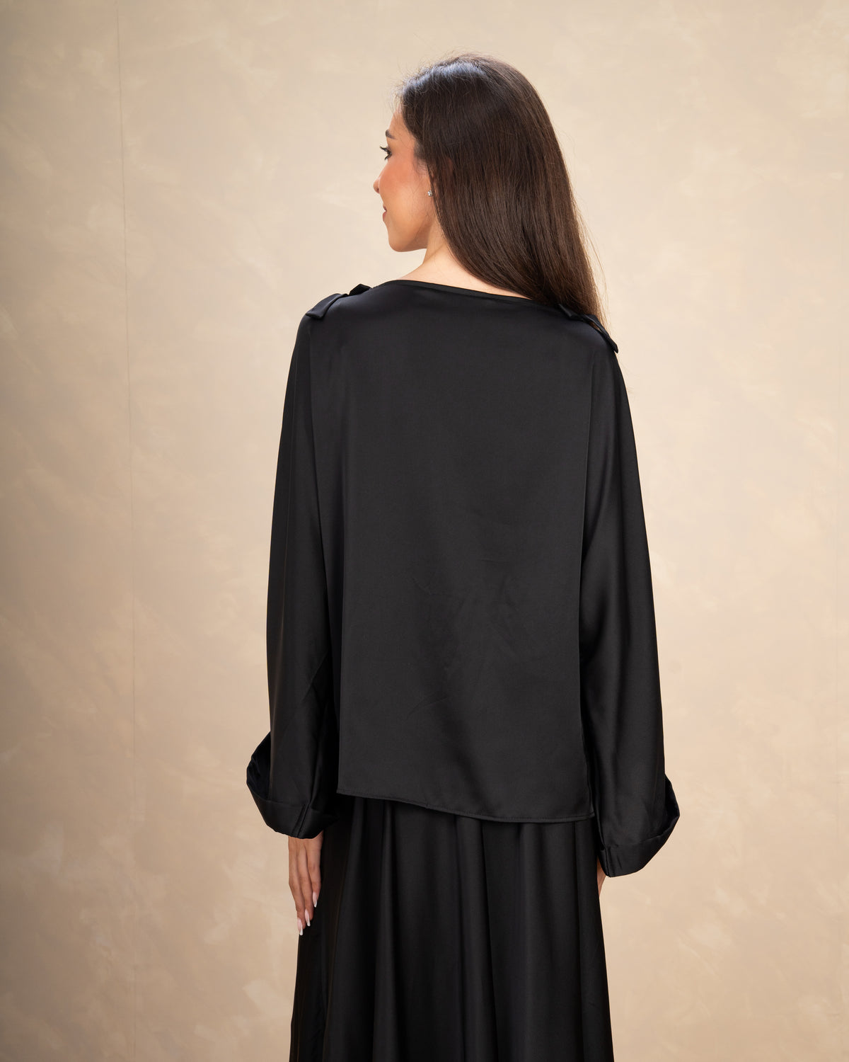 Satin Blouse With Bow Shoulders