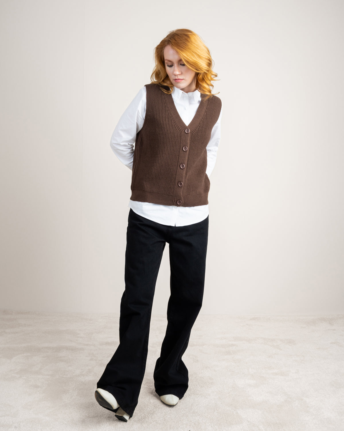 Plain Ribbed Knitwear Vest