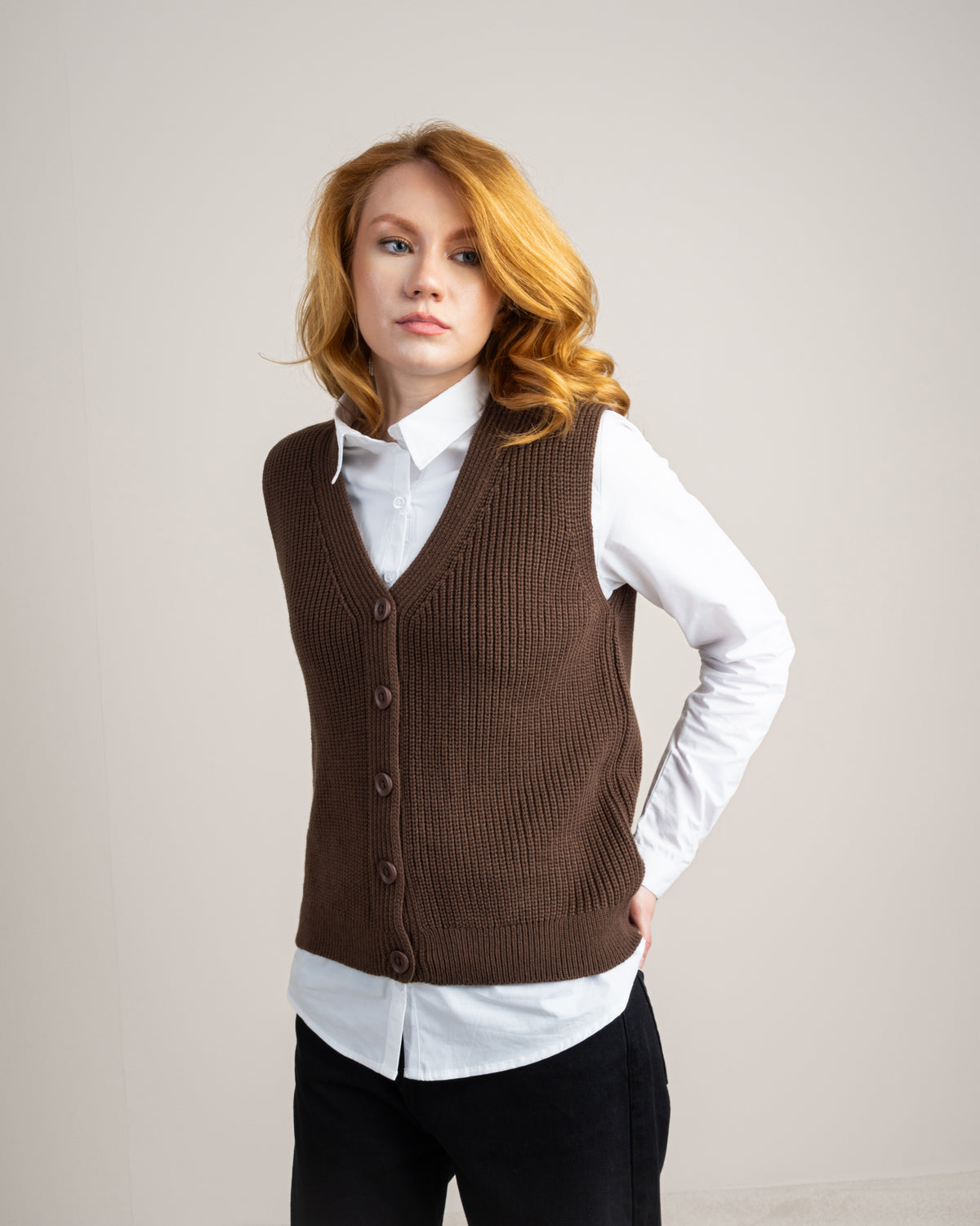 Plain Ribbed Knitwear Vest