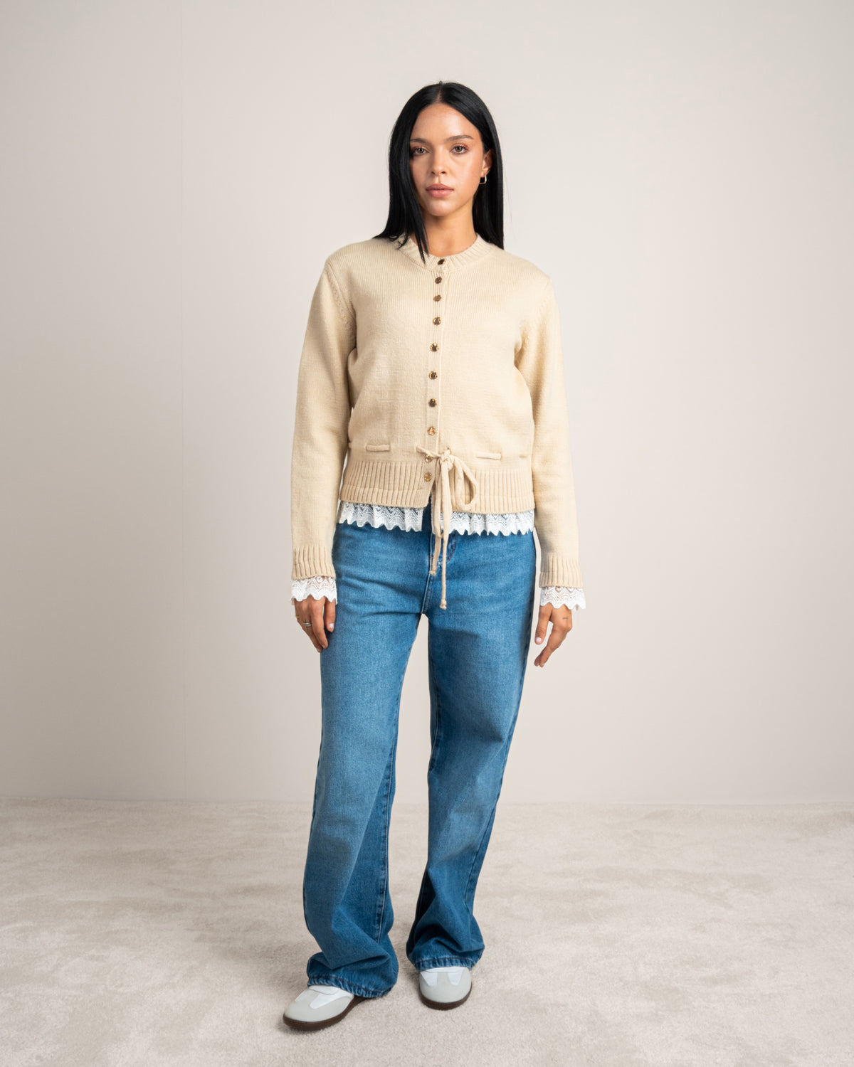 Knitwear Cardigan - With Lace Sleeves