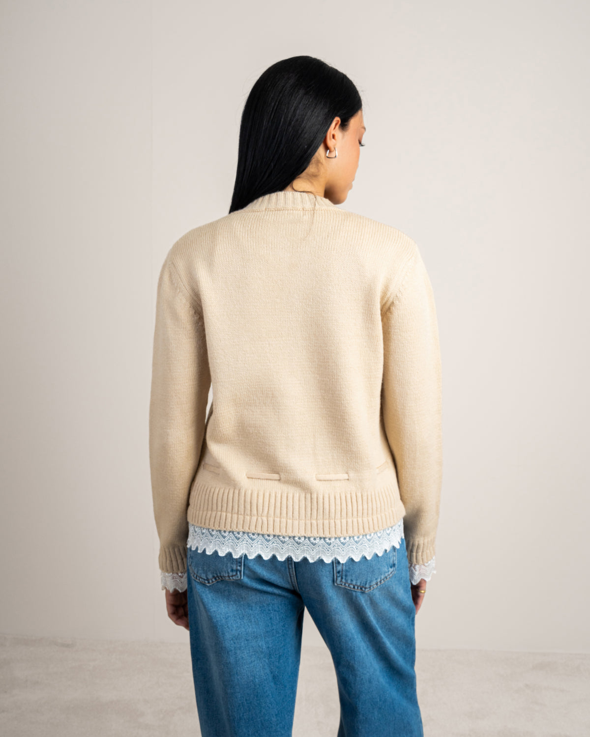 Knitwear Cardigan - With Lace Sleeves