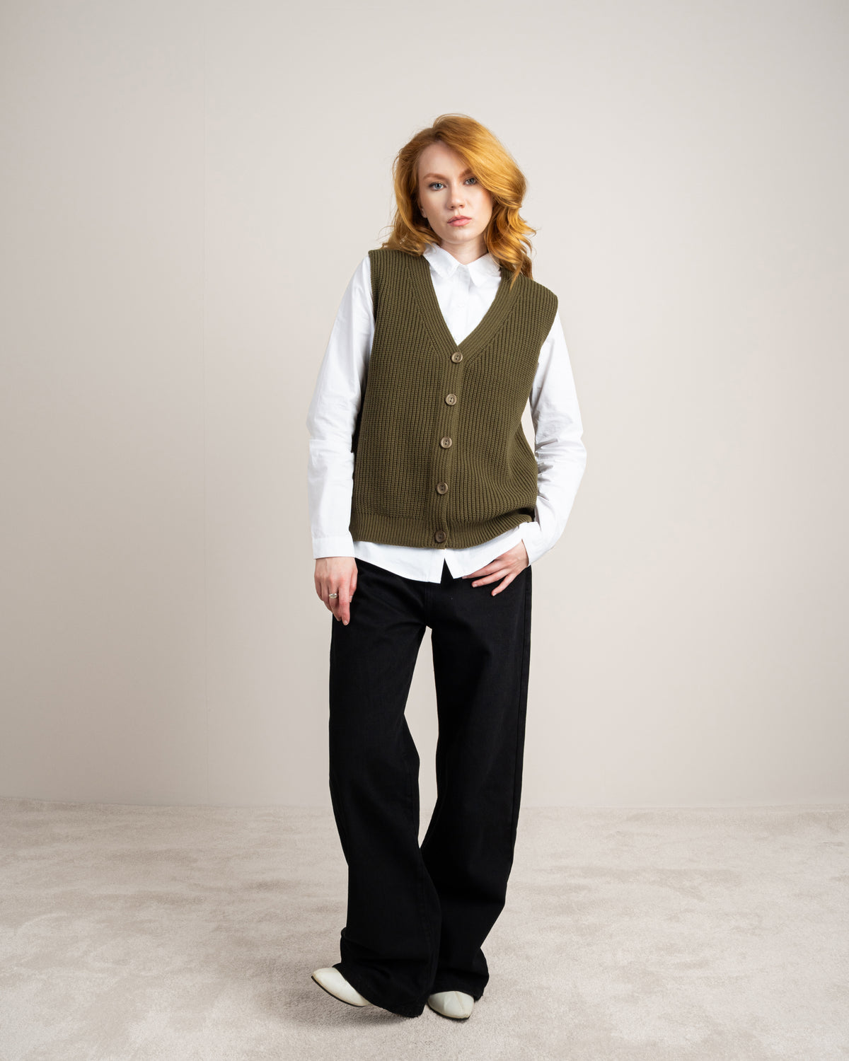 Plain Ribbed Knitwear Vest