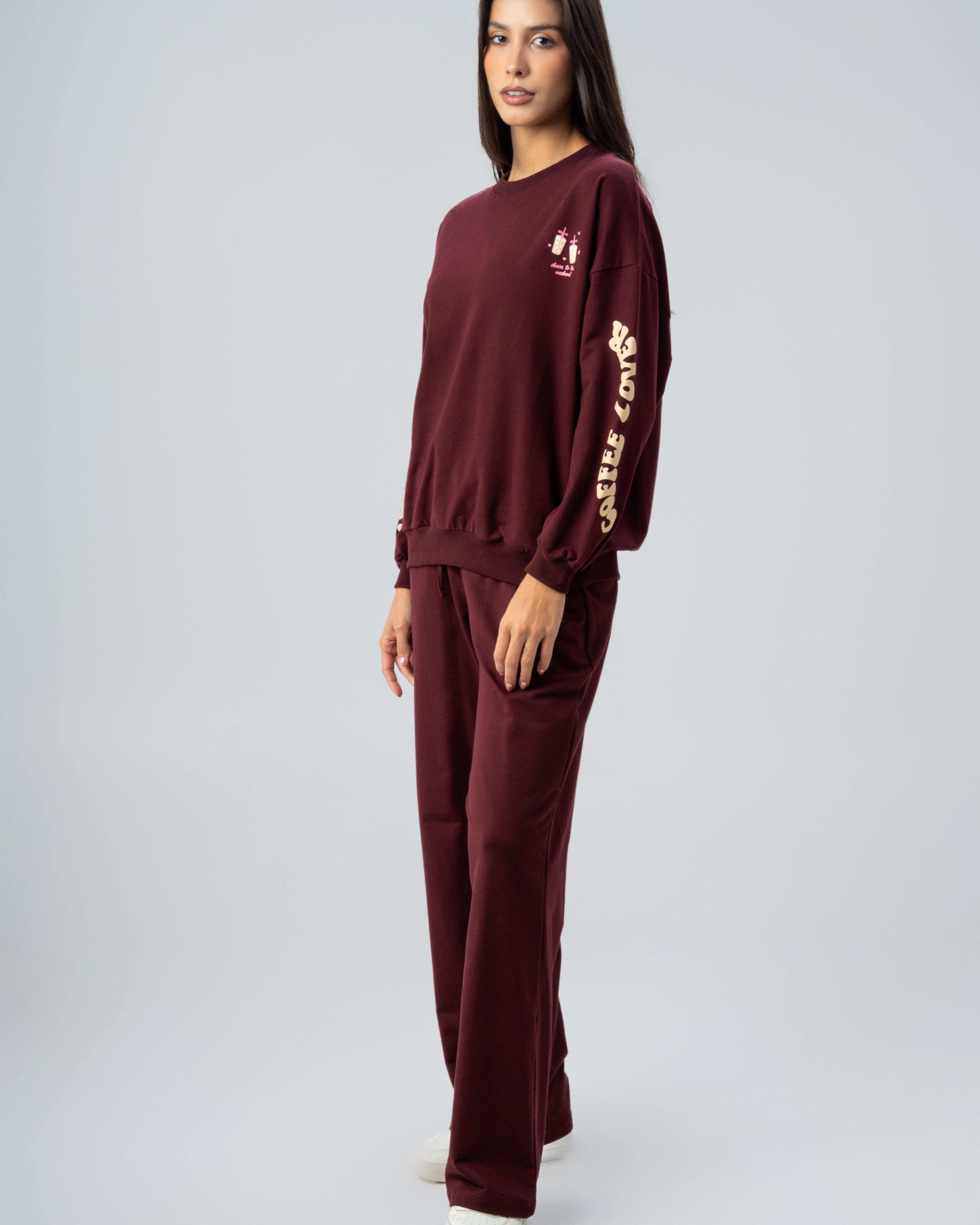 Sleeve And Back Print Sweatshirt