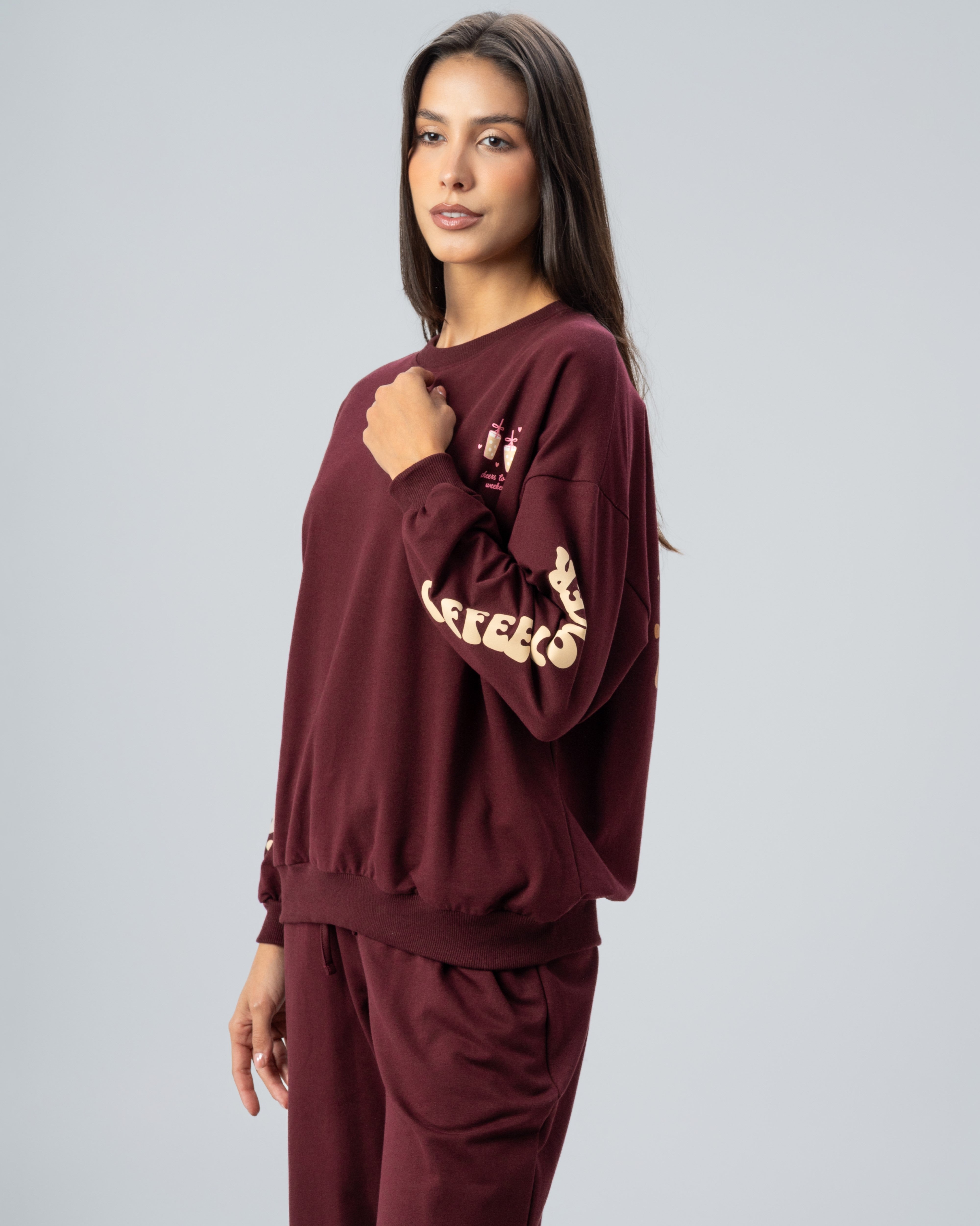 Sleeve And Back Print Sweatshirt