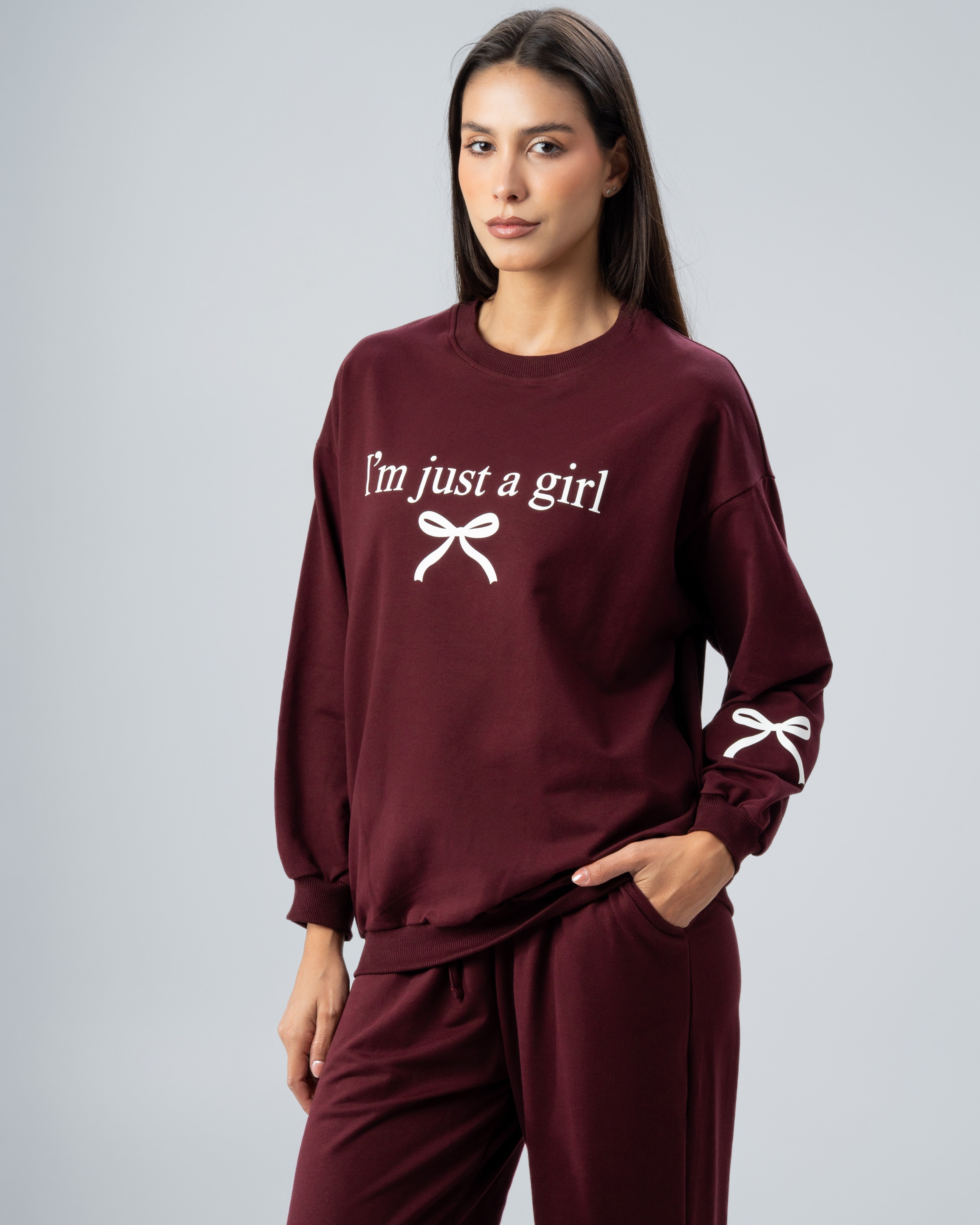 Bow And Text Print Sweatshirt