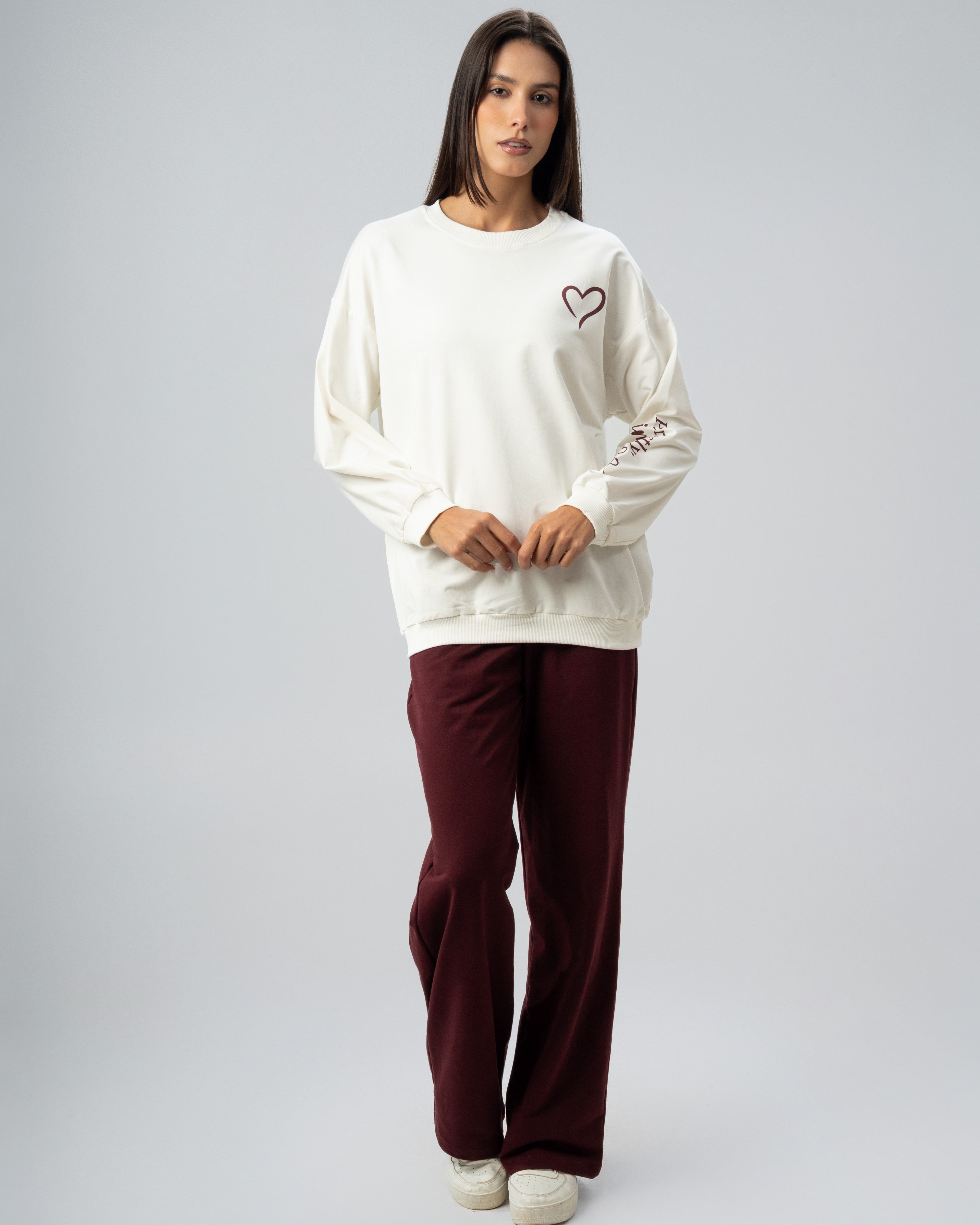 Heart Chest Print Sweatshirt