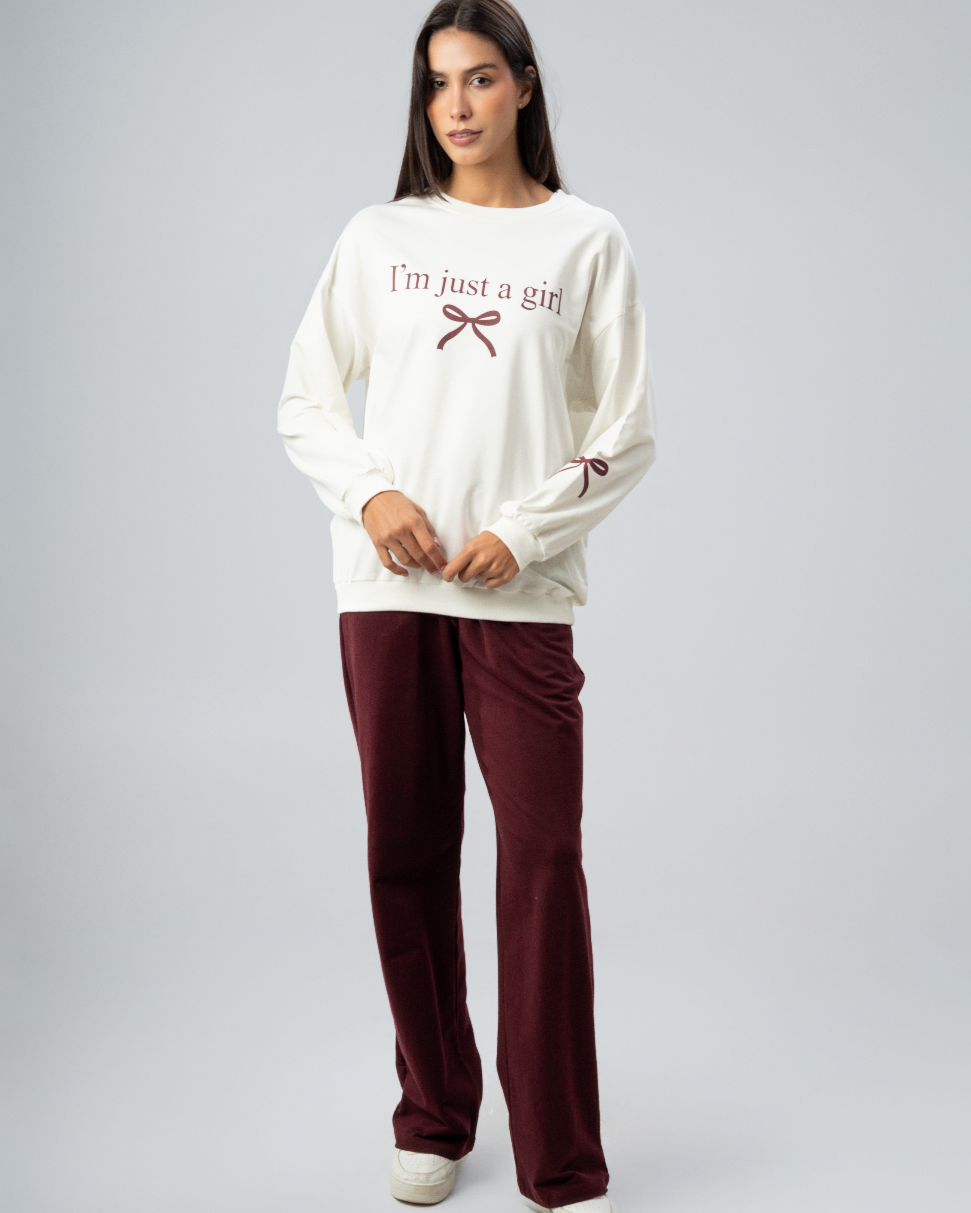 Bow And Text Print Sweatshirt