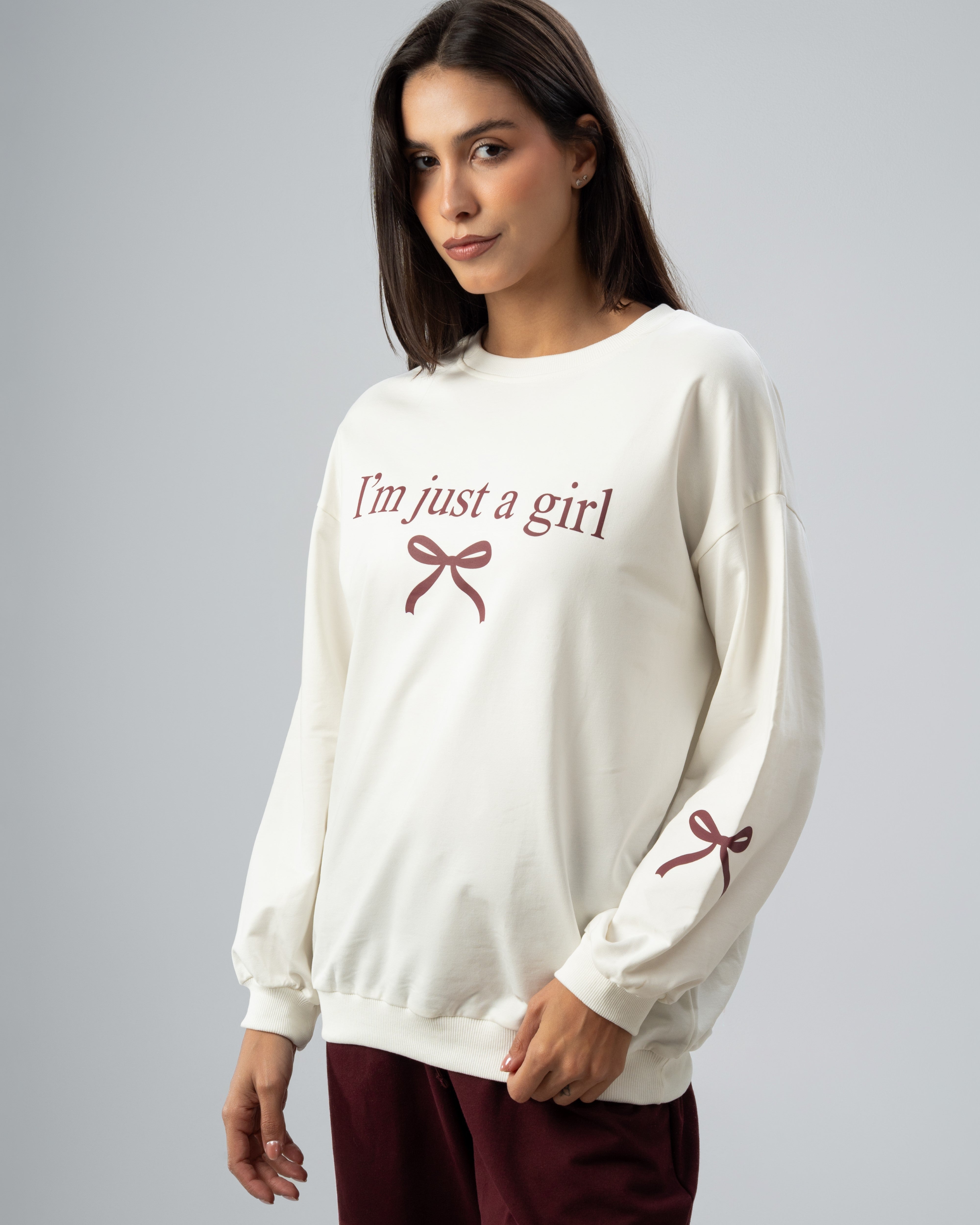 Bow And Text Print Sweatshirt