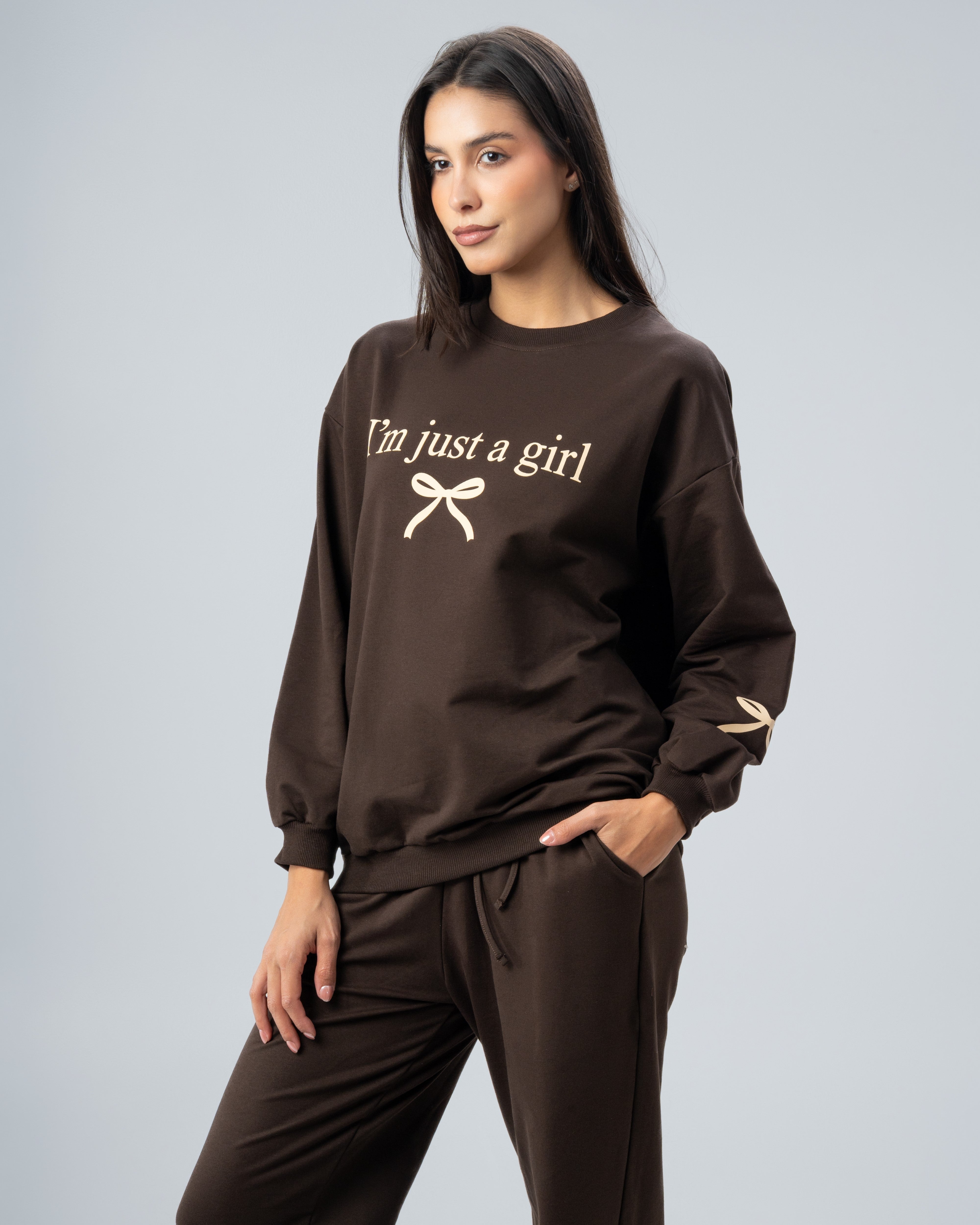 Bow And Text Print Sweatshirt