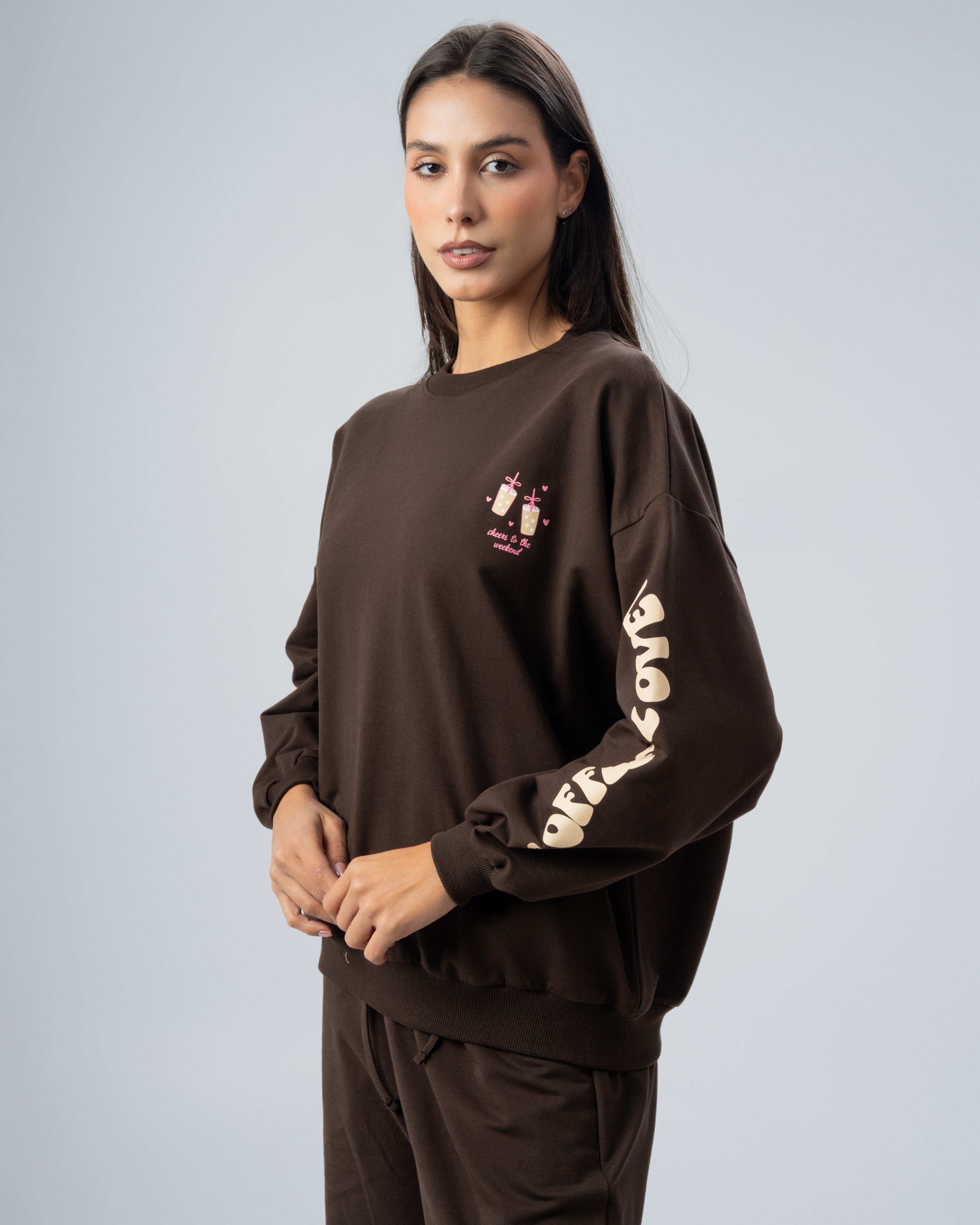 Sleeve And Back Print Sweatshirt