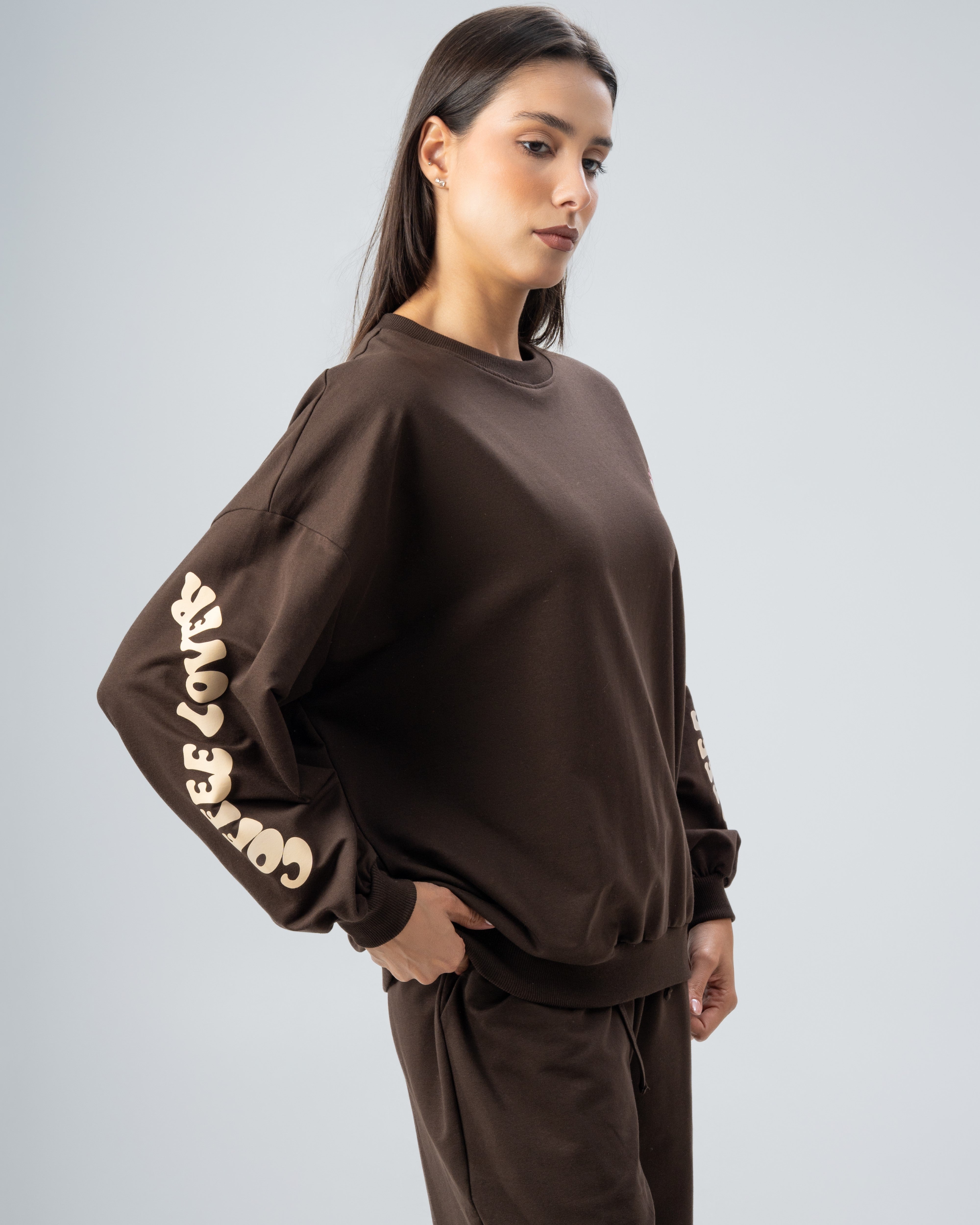 Sleeve And Back Print Sweatshirt