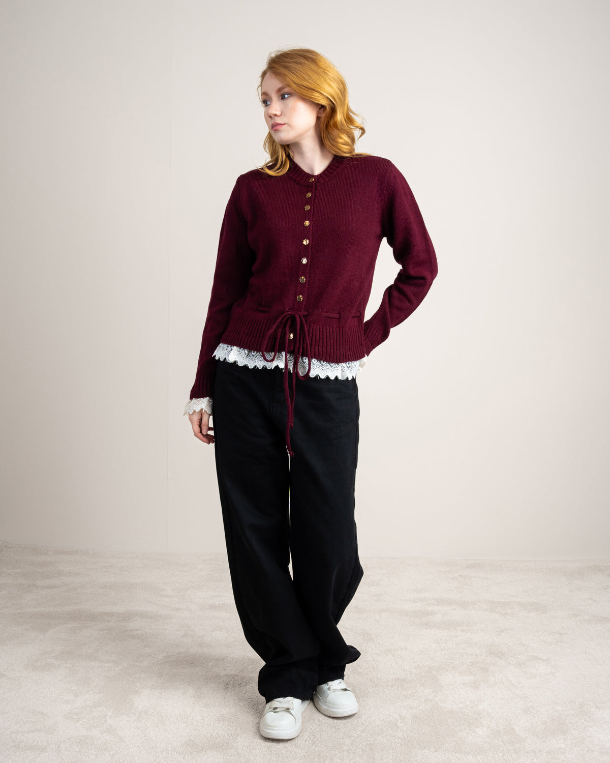 Knitwear Cardigan - With Lace Sleeves