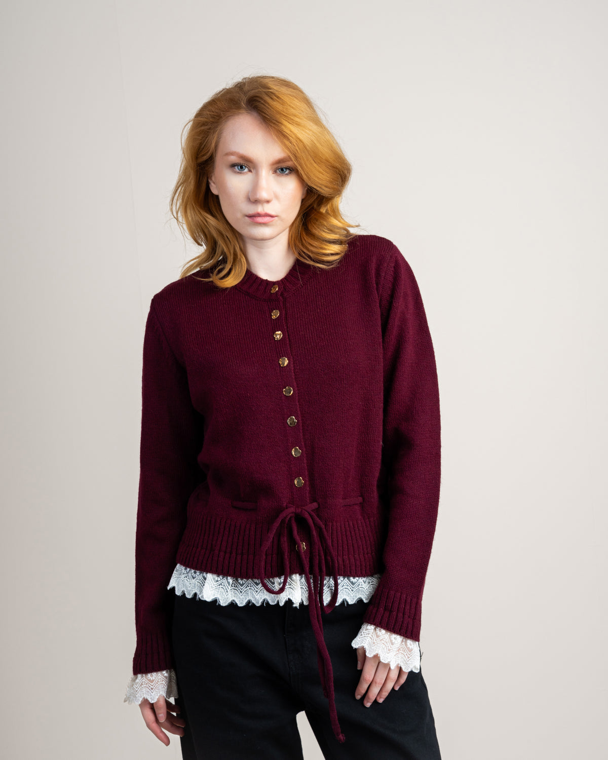Knitwear Cardigan - With Lace Sleeves