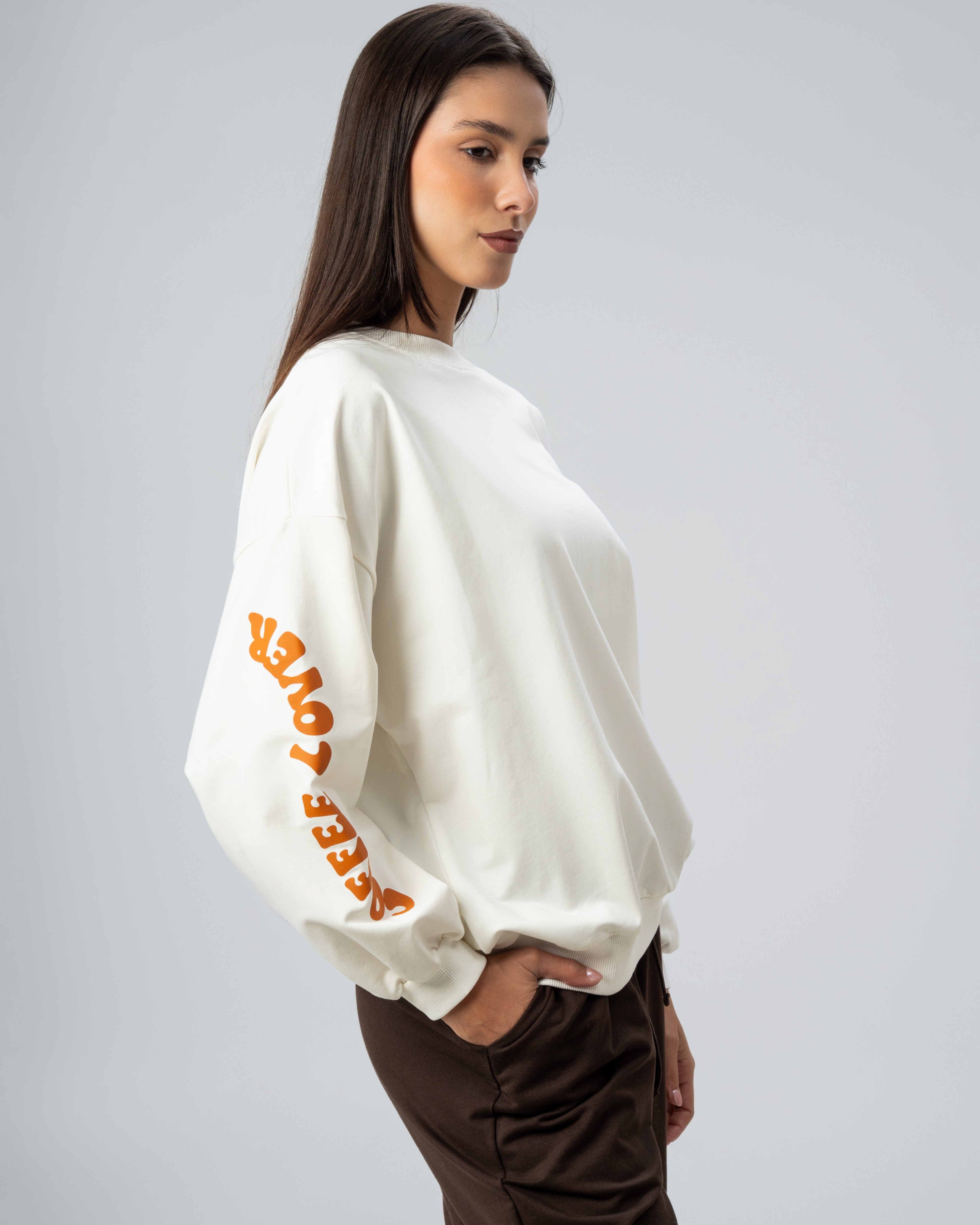 Sleeve And Back Print Sweatshirt