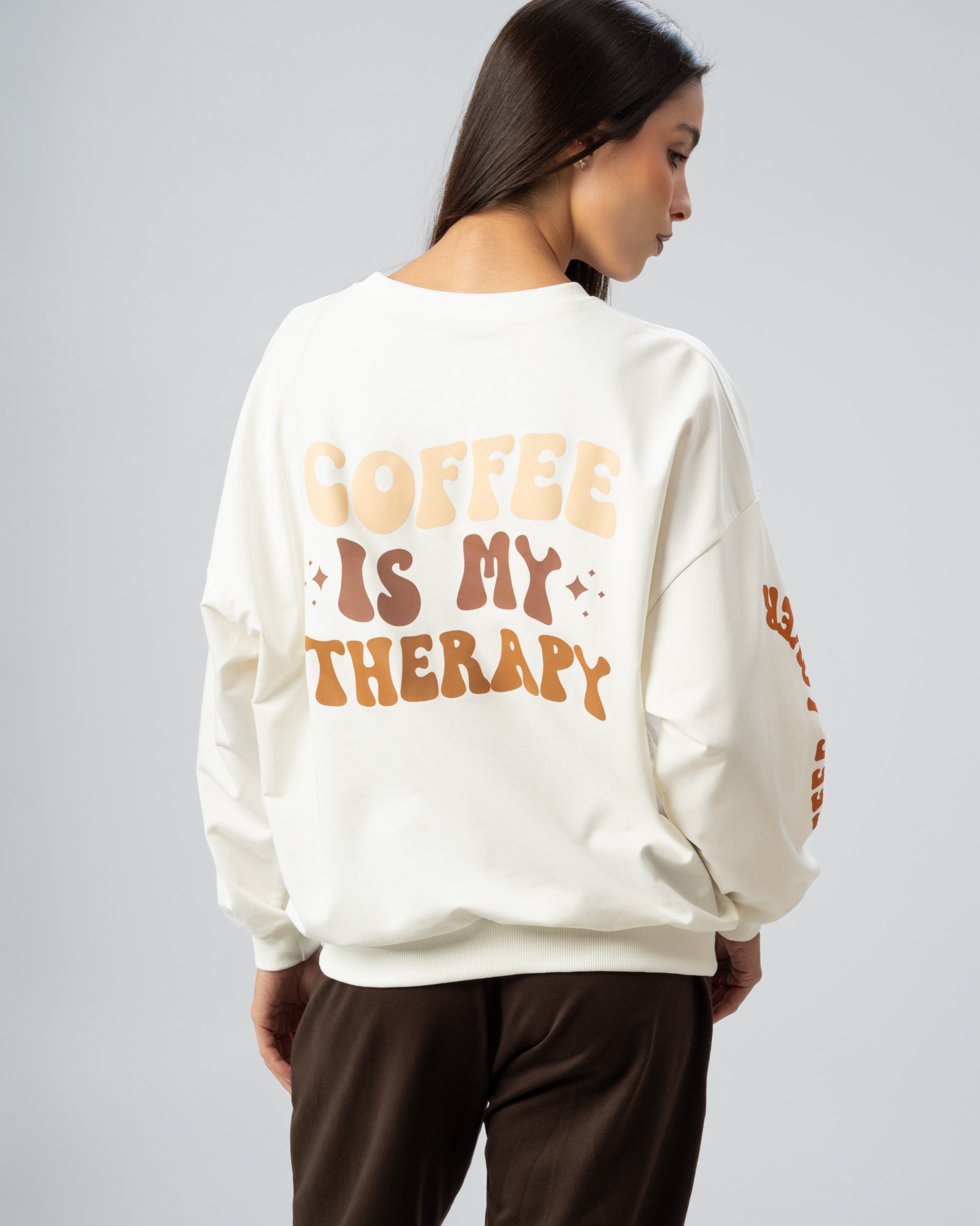 Sleeve And Back Print Sweatshirt
