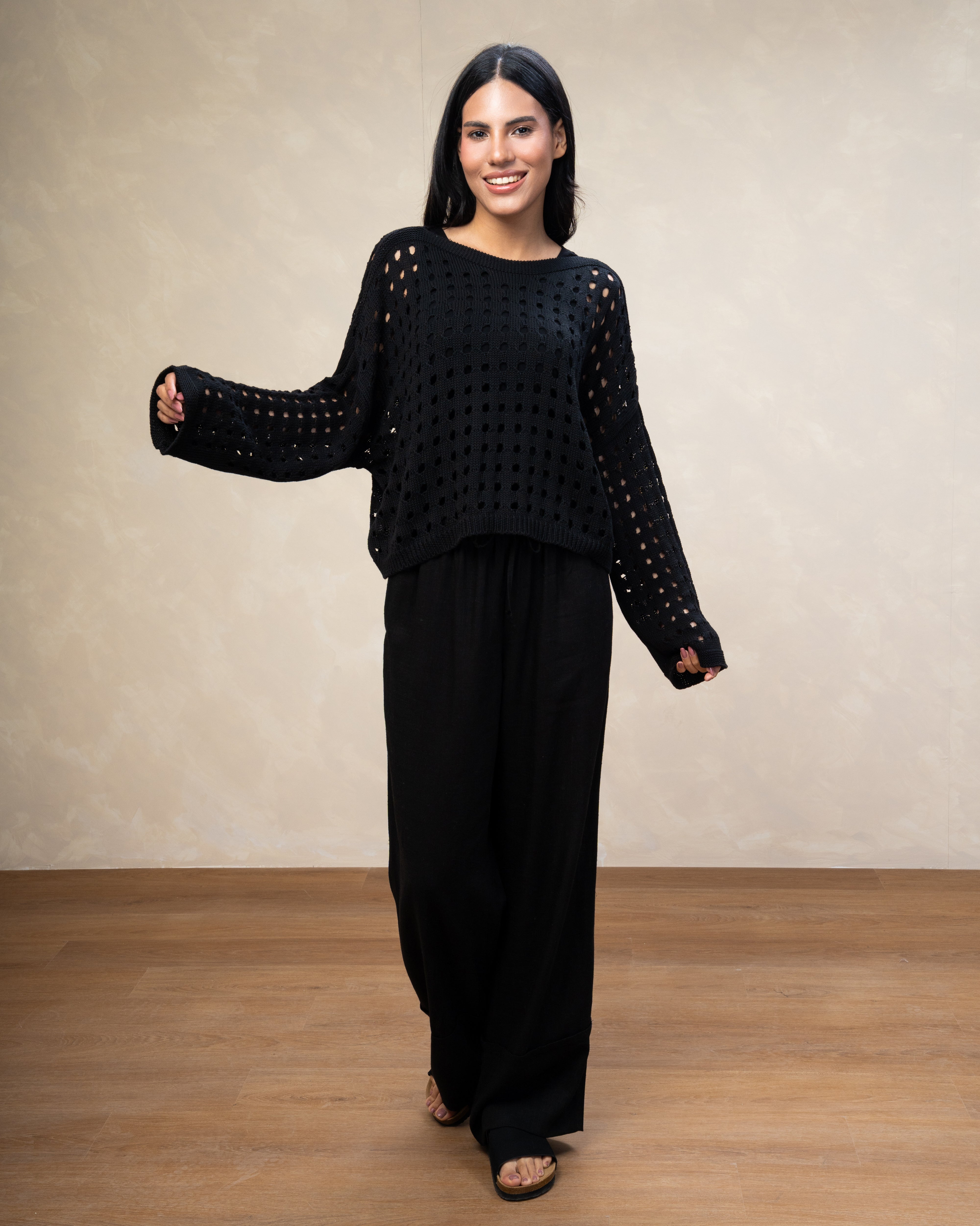 Short Knitwear Body With Cube Pattern