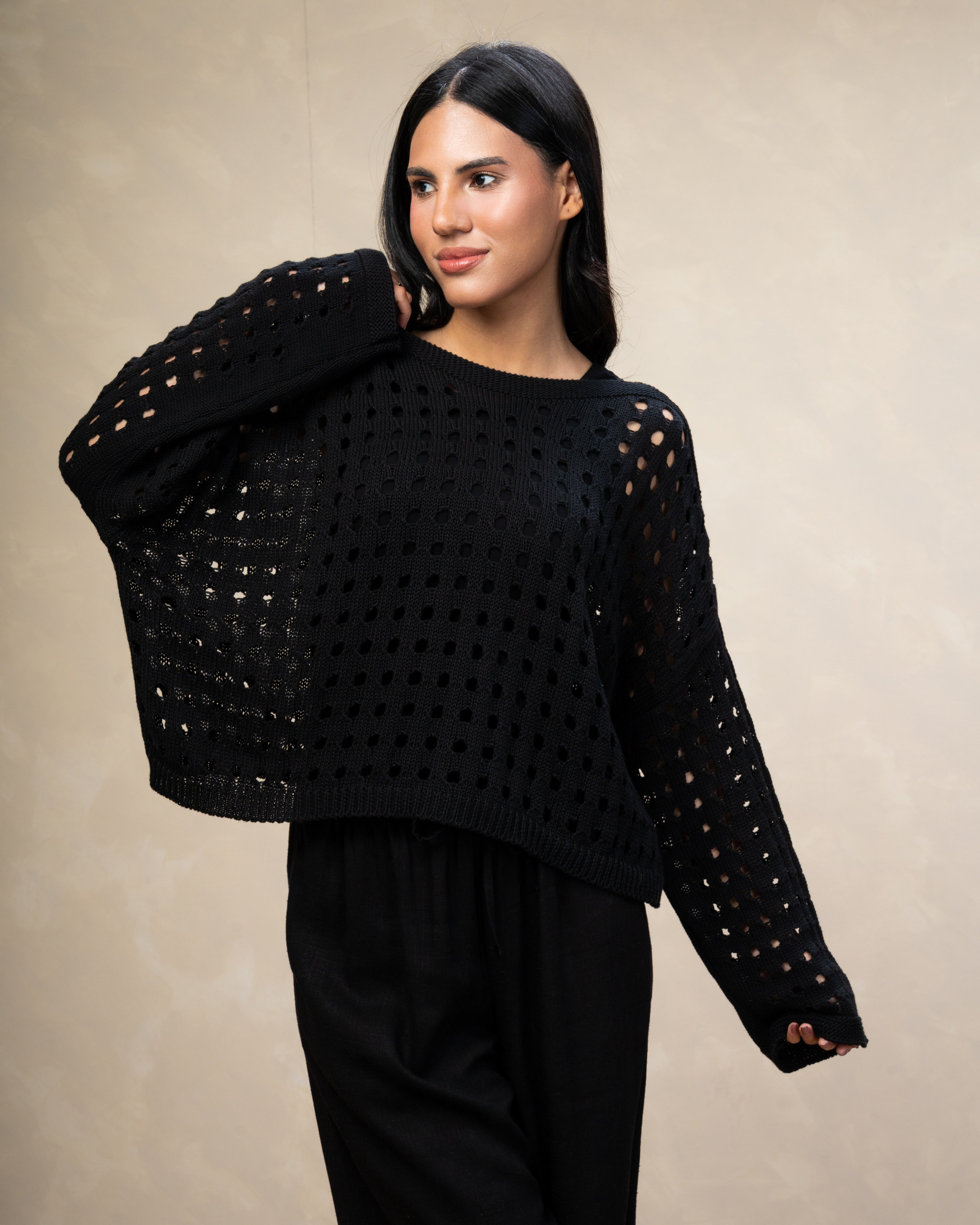 Short Knitwear Body With Cube Pattern