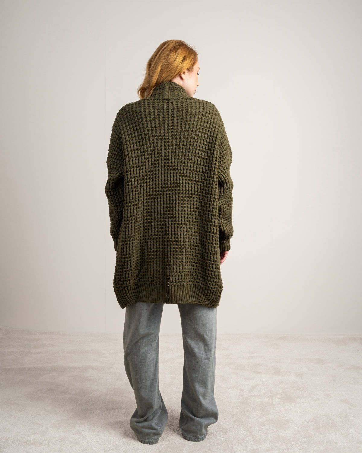 Plain Open Knitwear Cardigan With Pockets