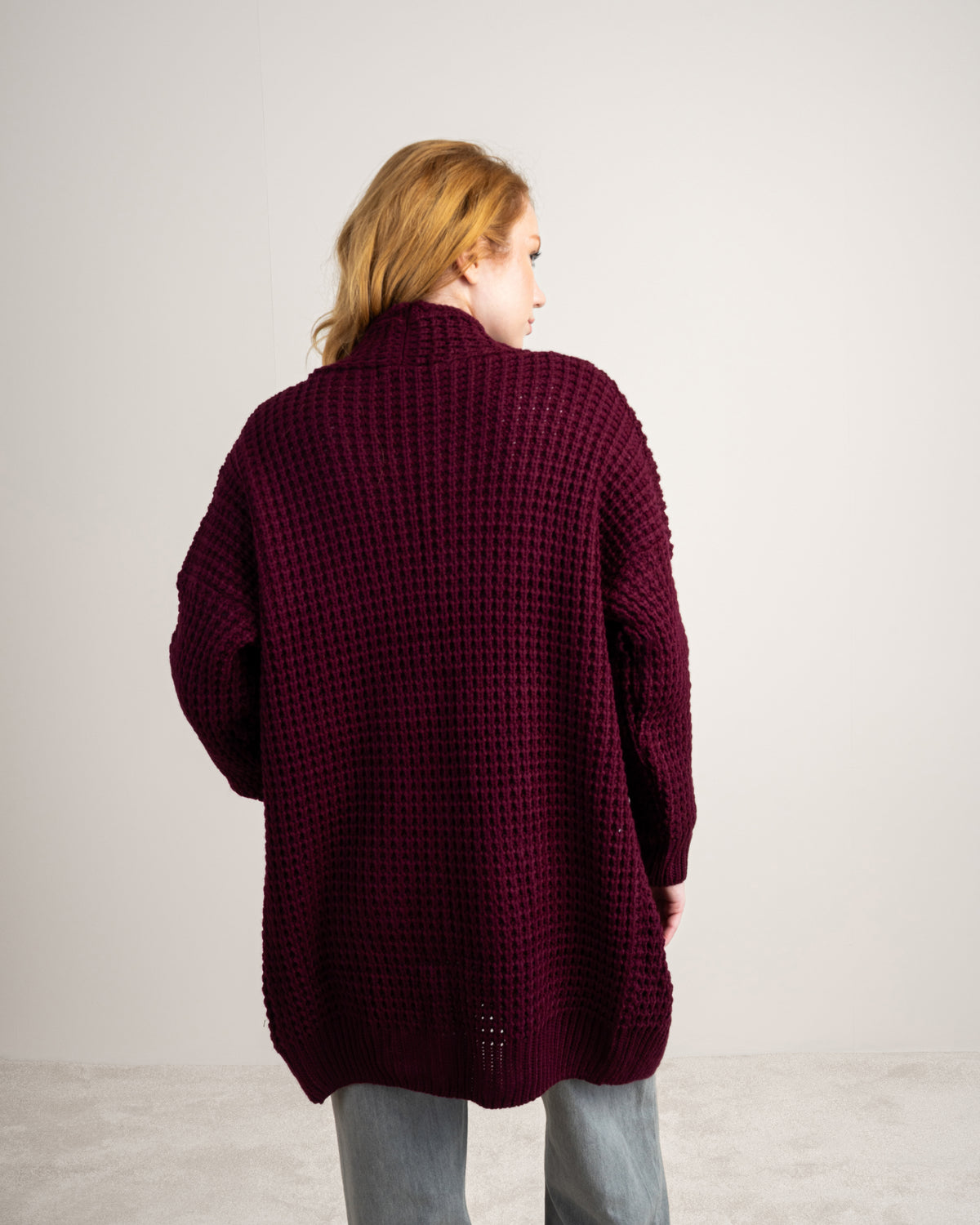 Plain Open Knitwear Cardigan With Pockets