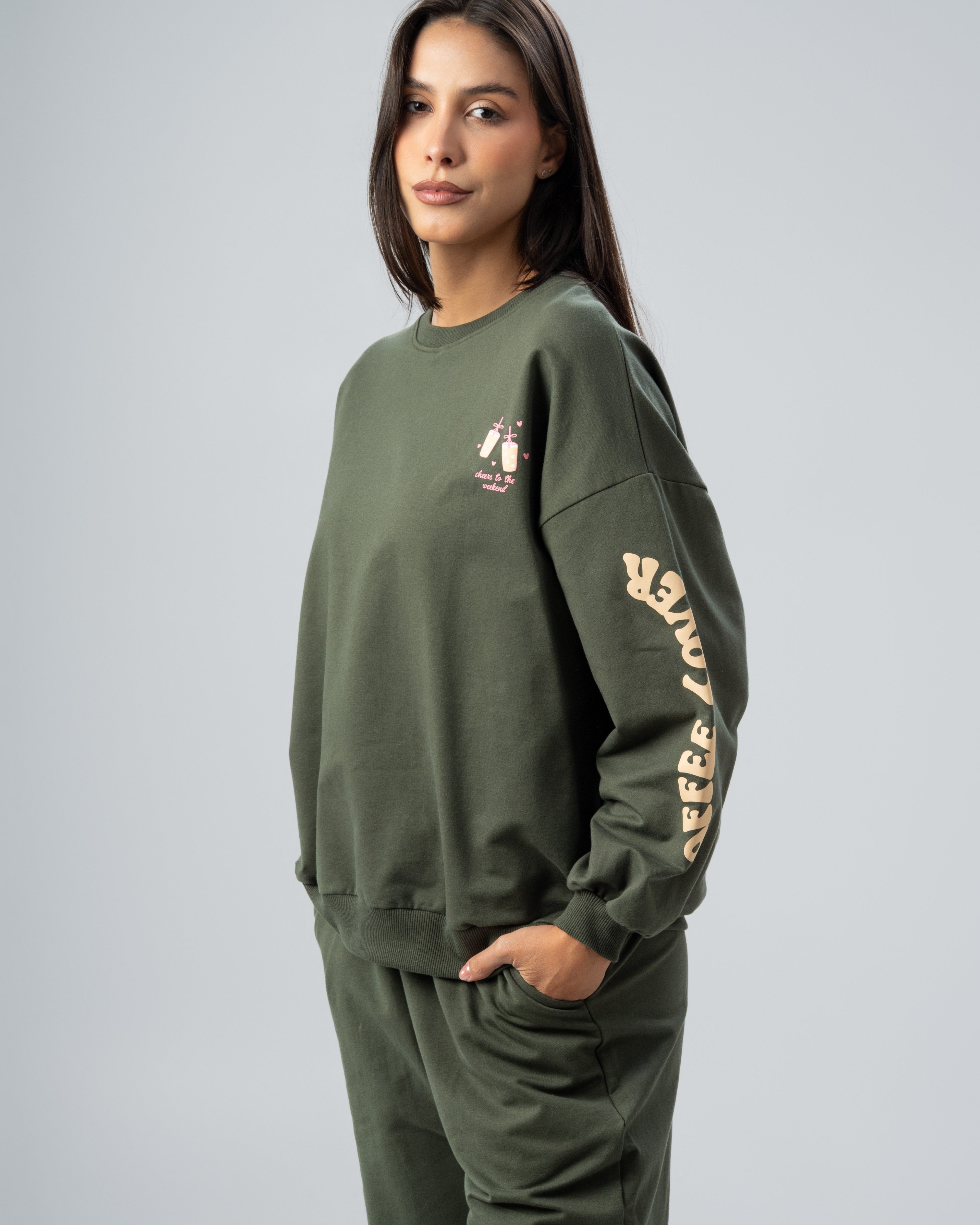 Sleeve And Back Print Sweatshirt