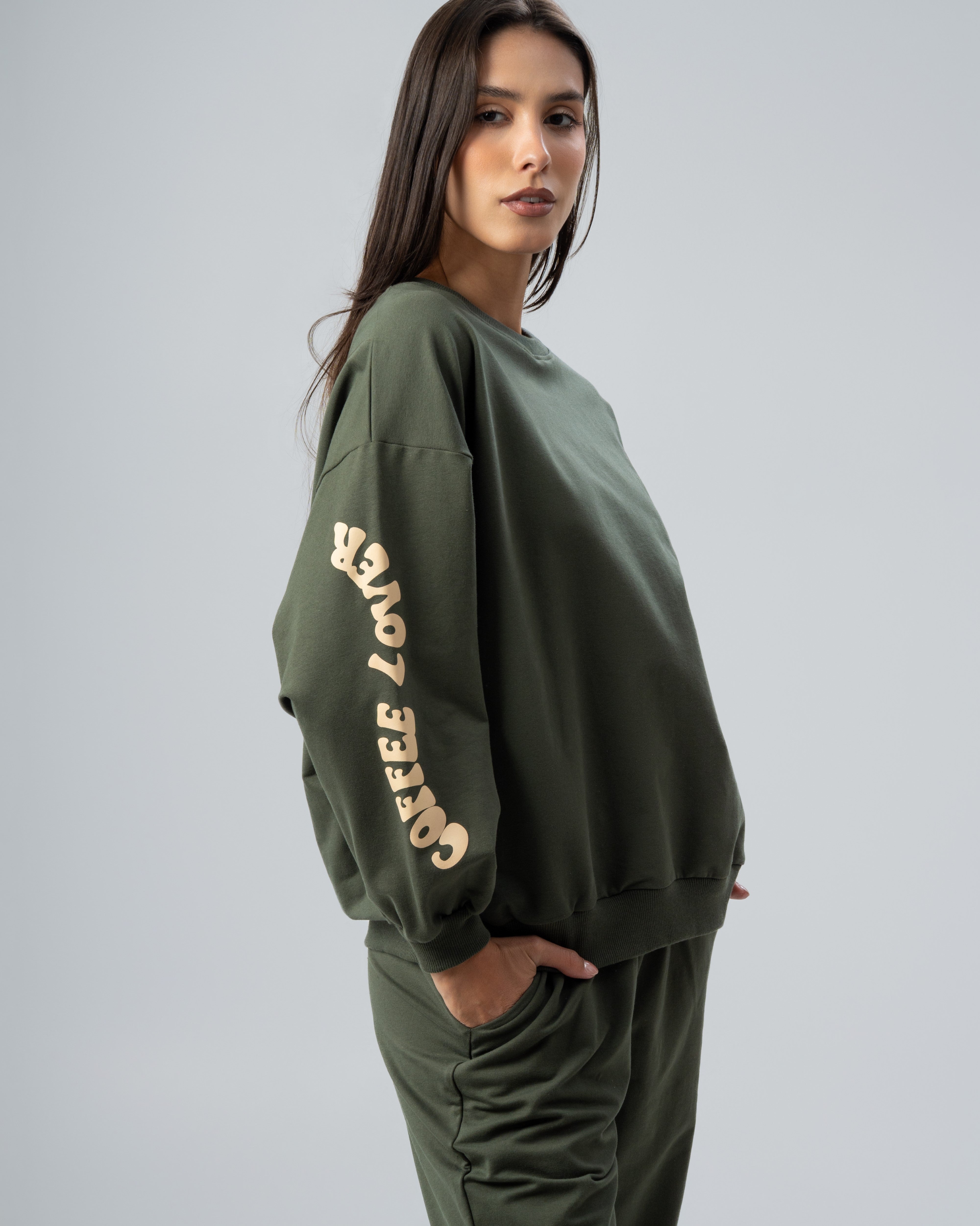 Sleeve And Back Print Sweatshirt