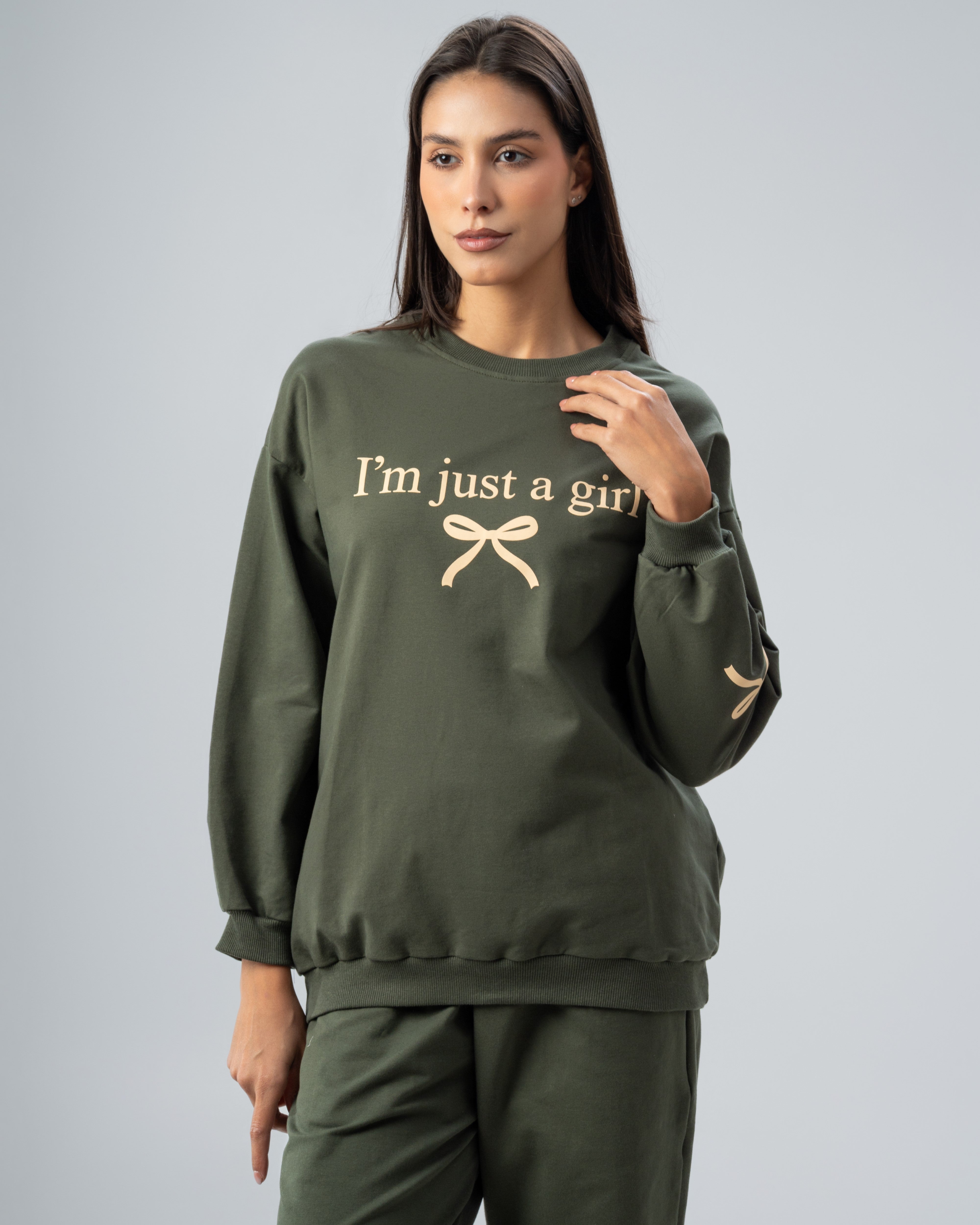 Bow And Text Print Sweatshirt