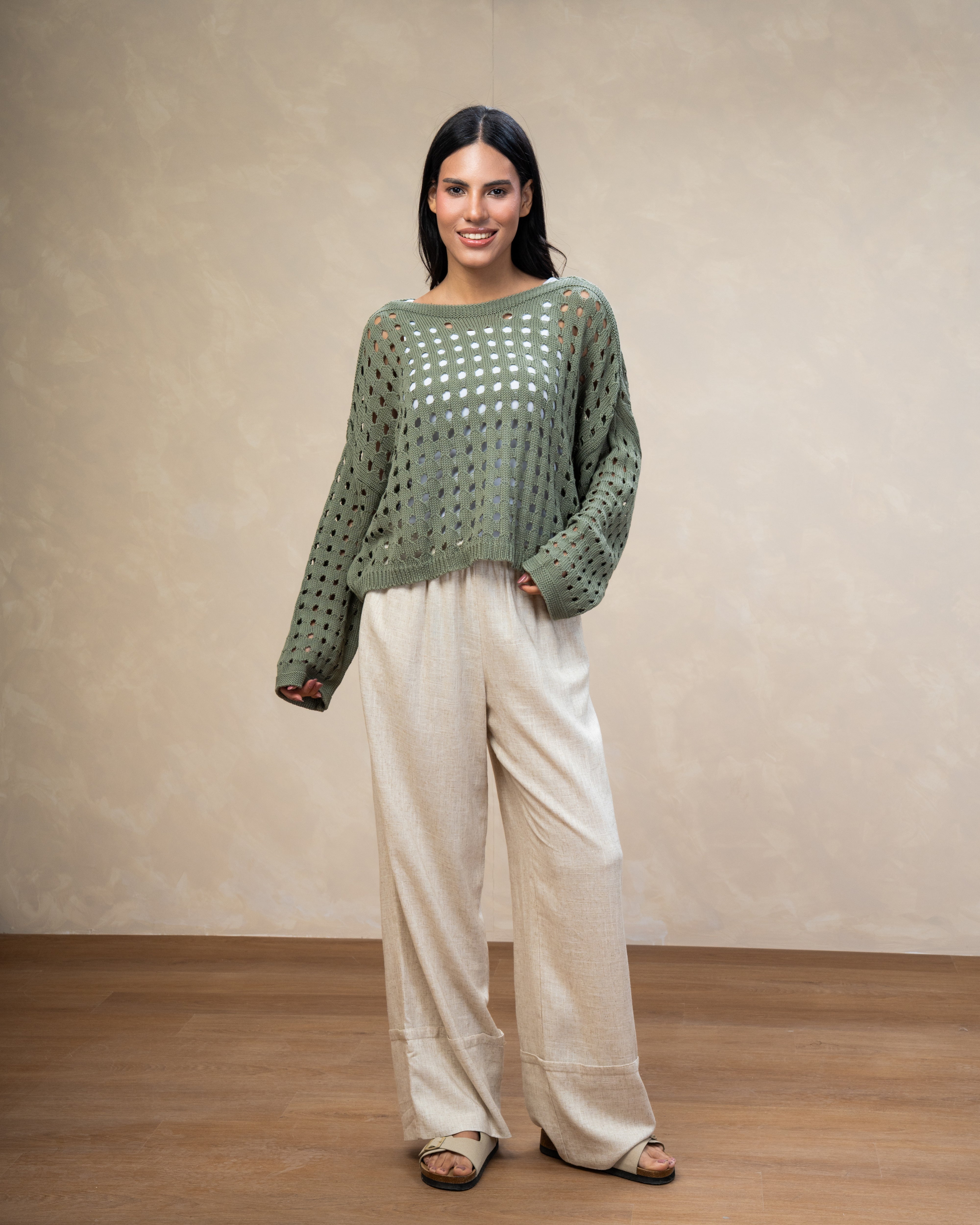 Short Knitwear Body With Cube Pattern