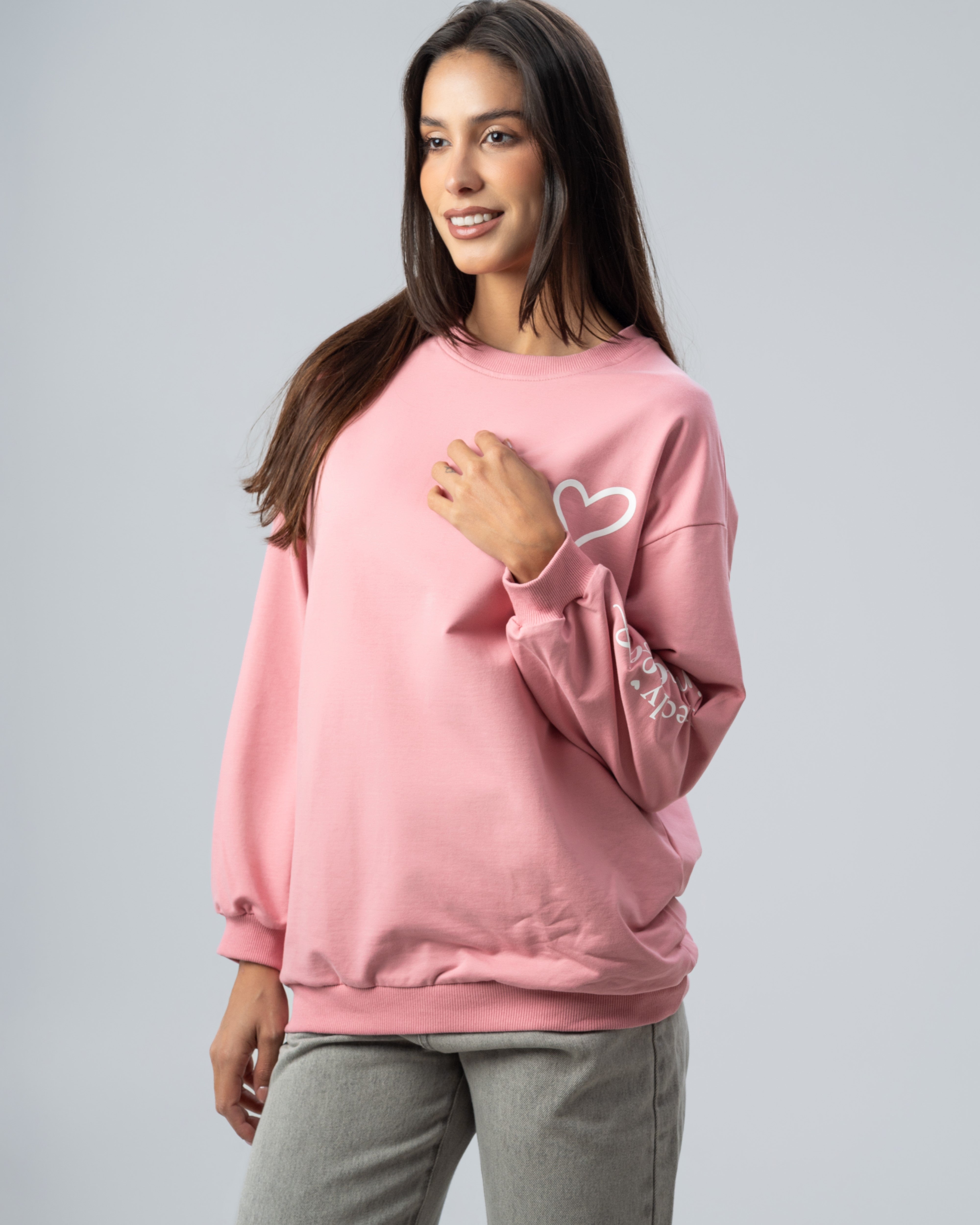 Heart Chest Print Sweatshirt