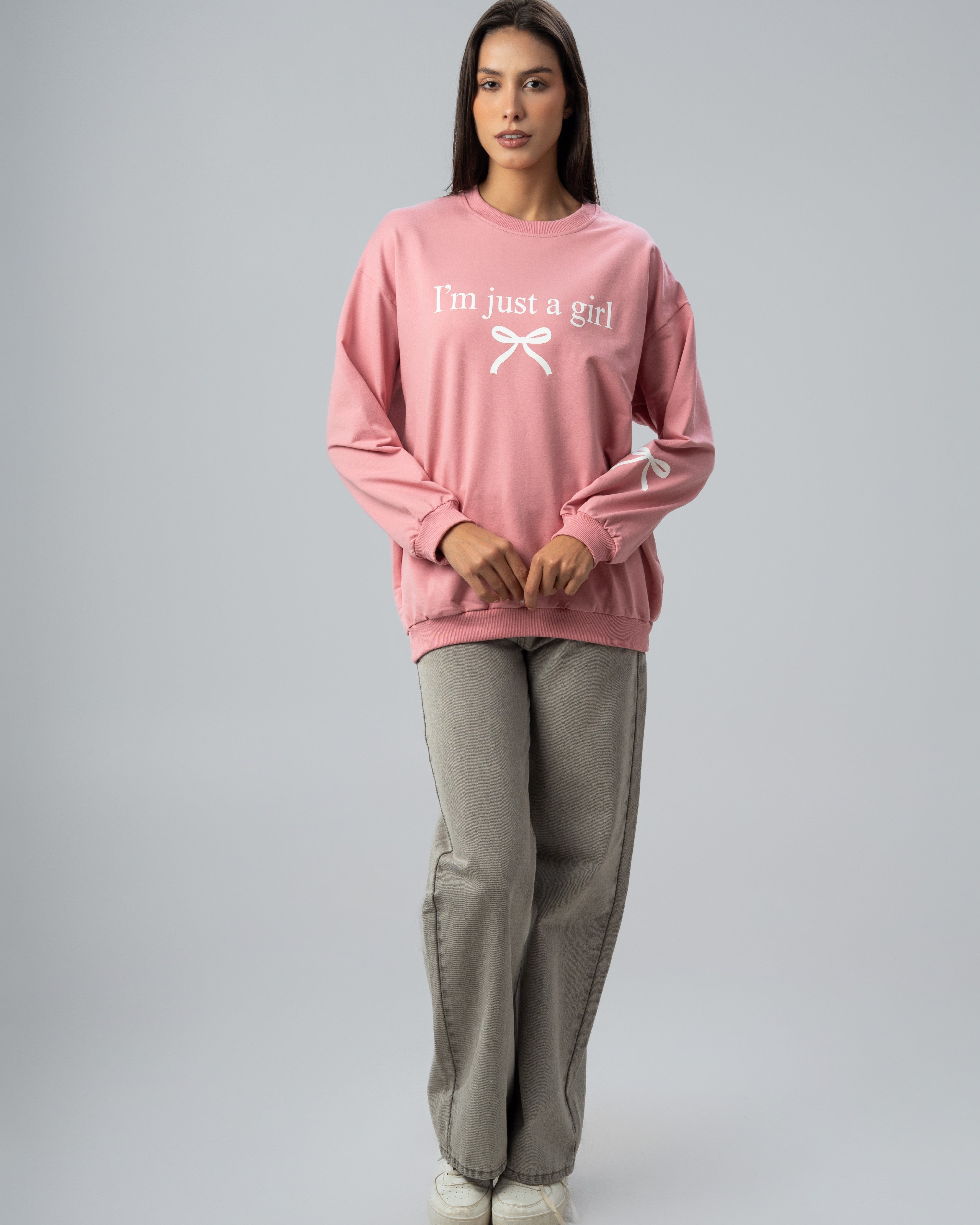 Bow And Text Print Sweatshirt