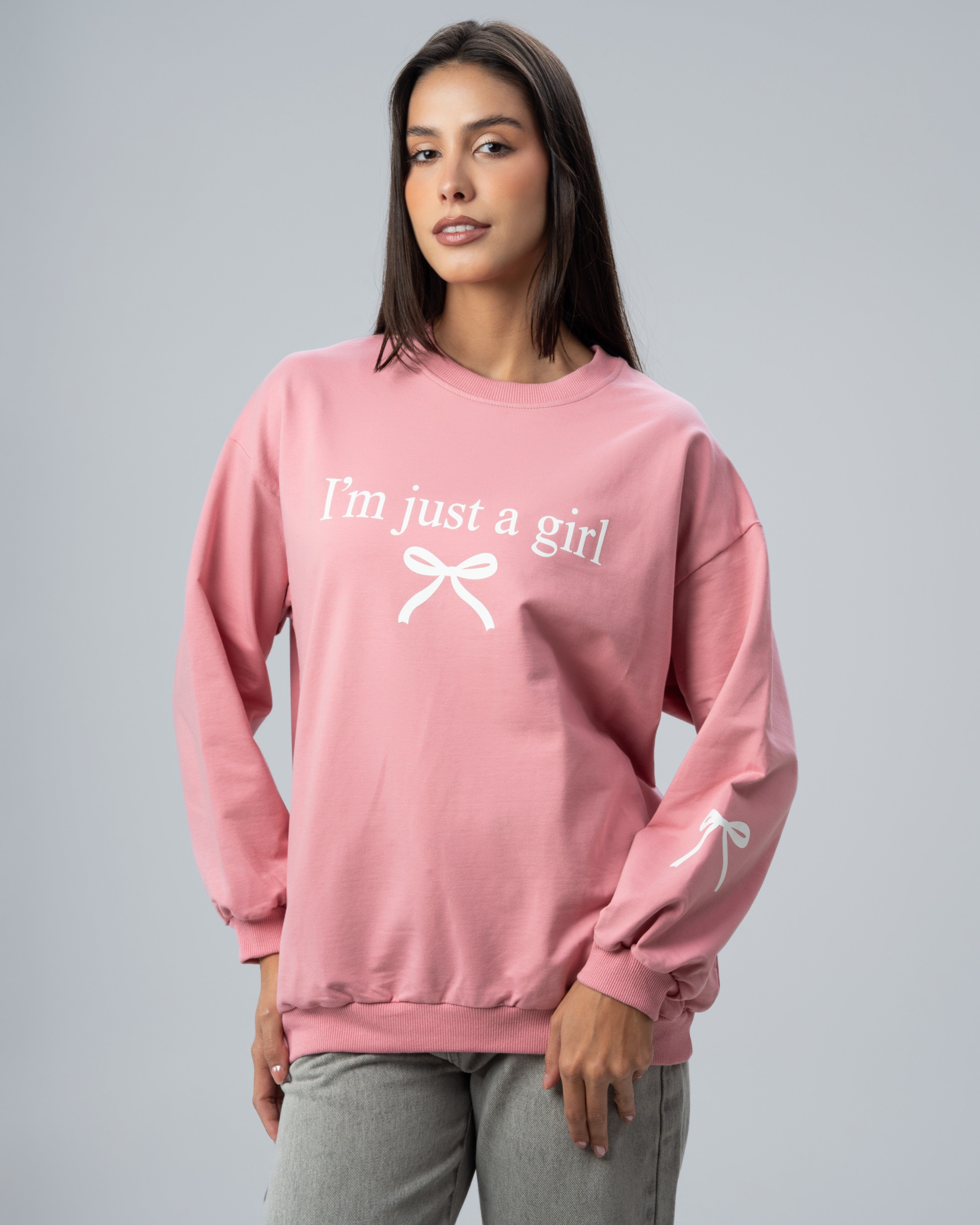 Bow And Text Print Sweatshirt