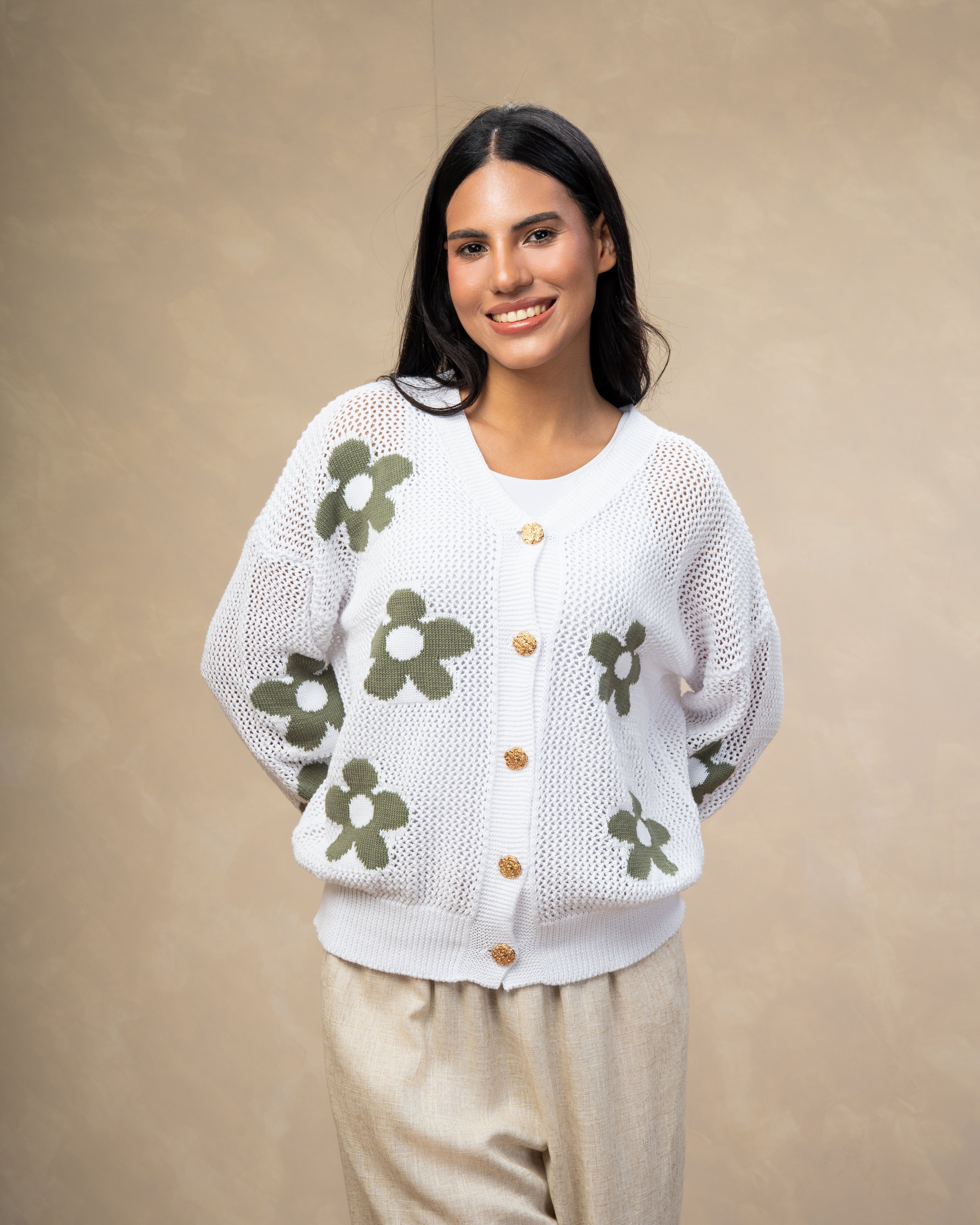 Knitwear Cardigan With Floral Embroidery